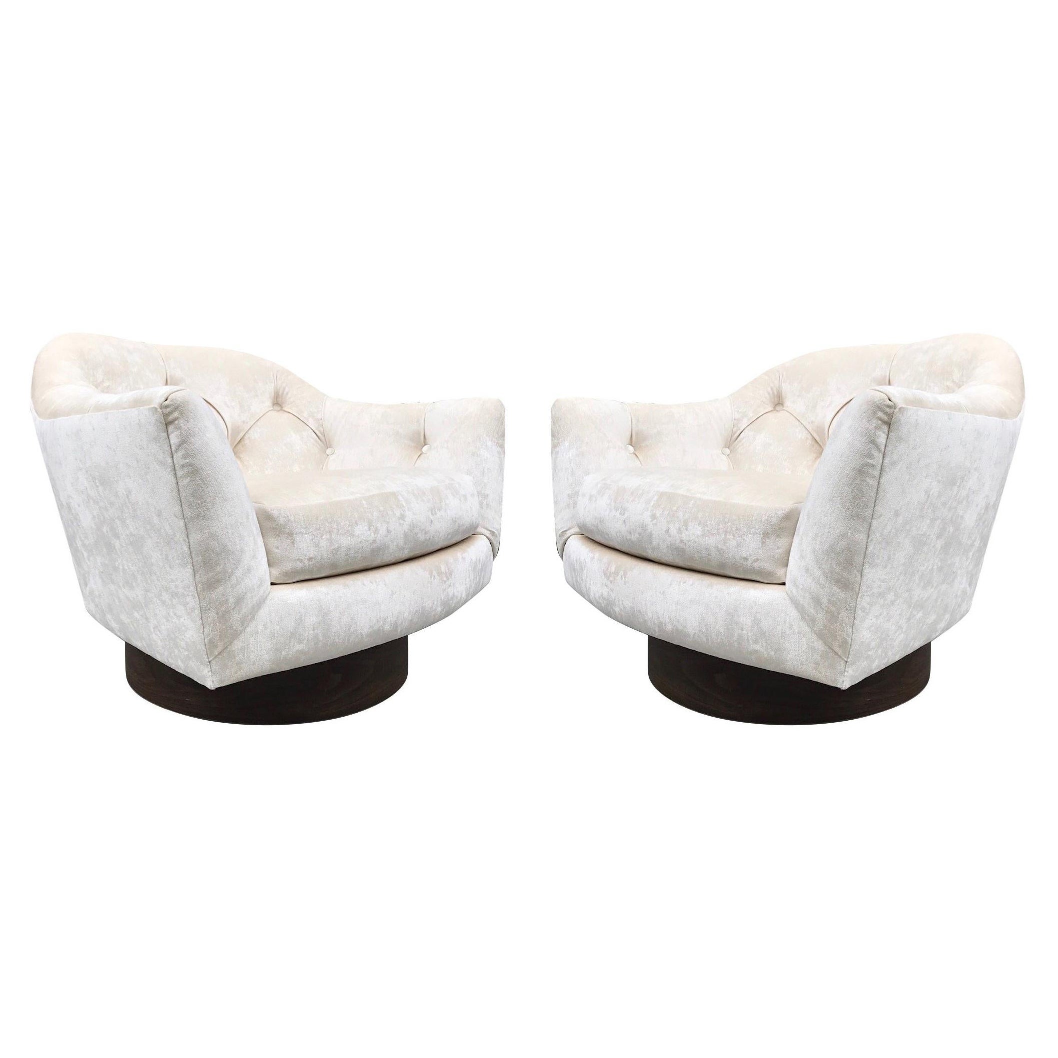 Pair of Swivel Lounge Chairs by Selig