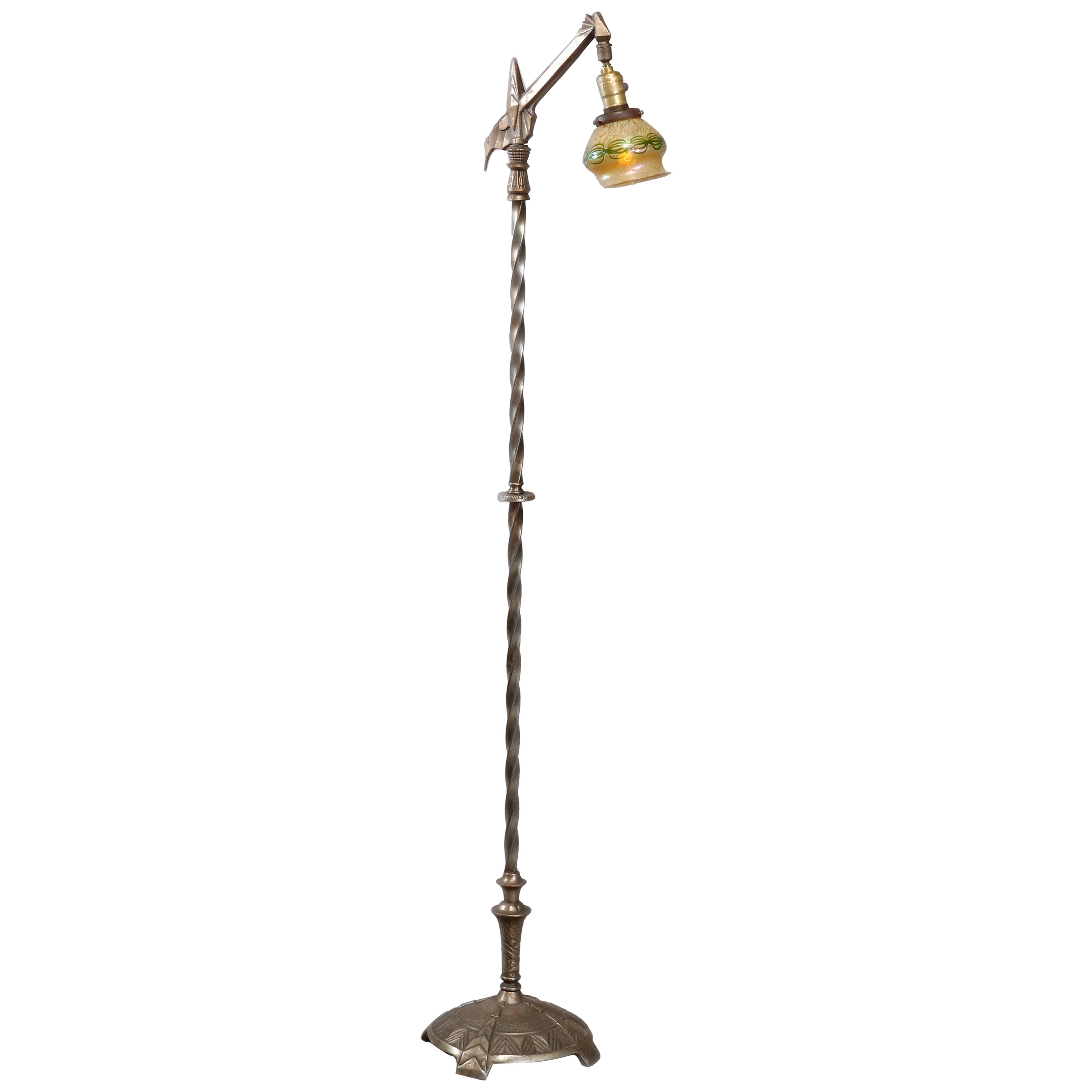 Art Deco Bronze Floor Lamp with Glass Shade by Rembrandt Lamps at 1stDibs