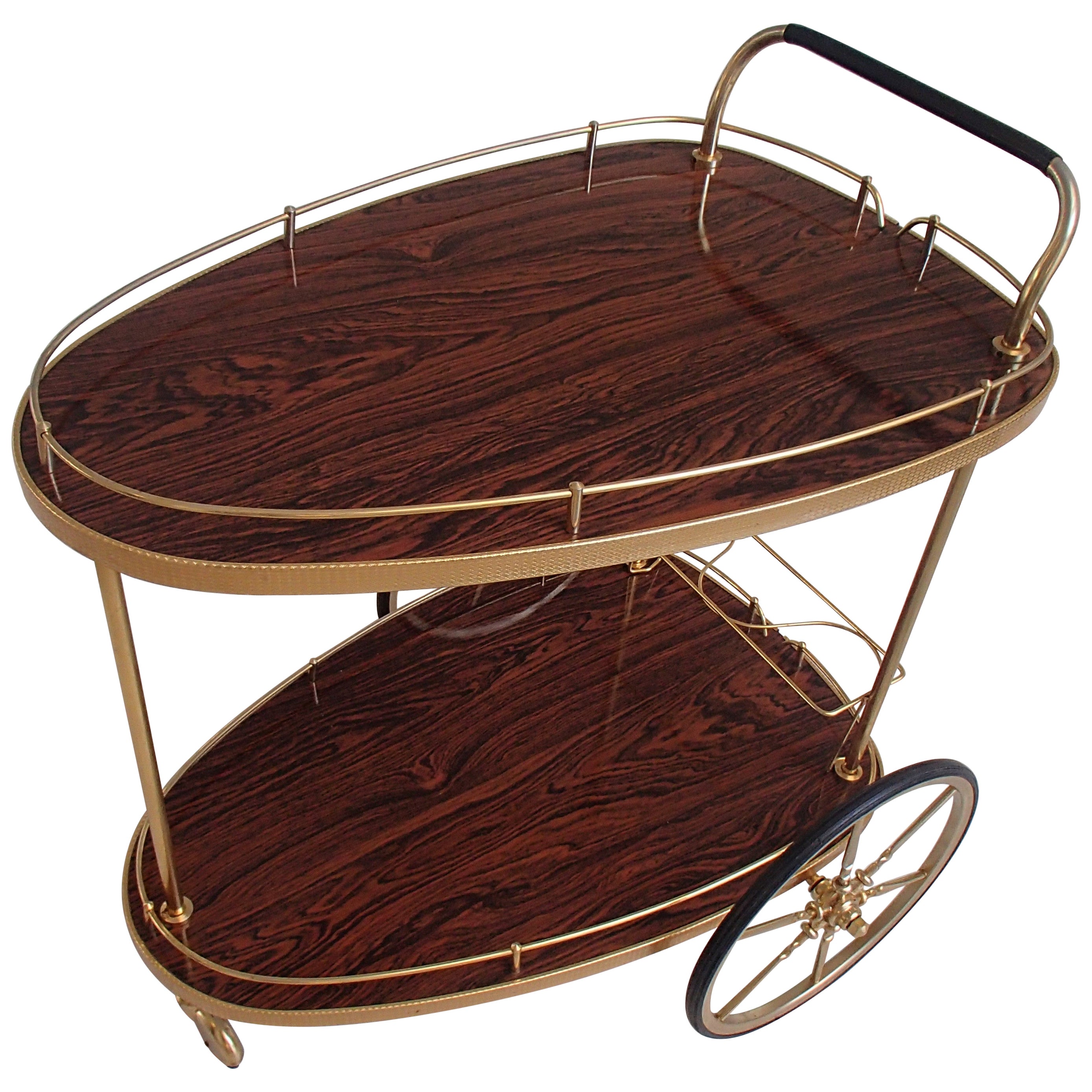 Mid Century Brass and Glass Trolley Table For Sale at 1stDibs