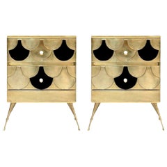 Mid-Century Modern Style Massivholz und Messing Italienische Kommoden