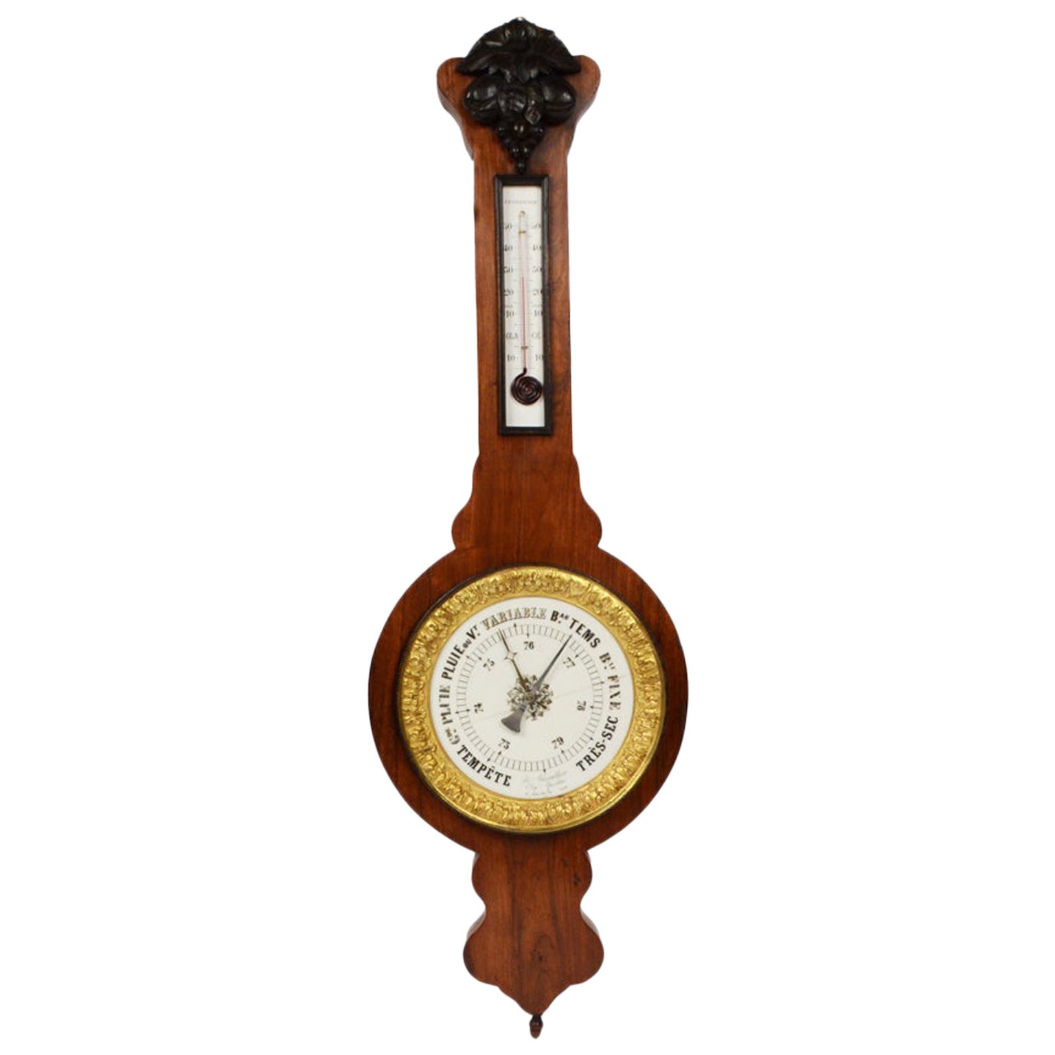 Stick Barometer of Oakwood Made in UK in the Mid19th Century For Sale