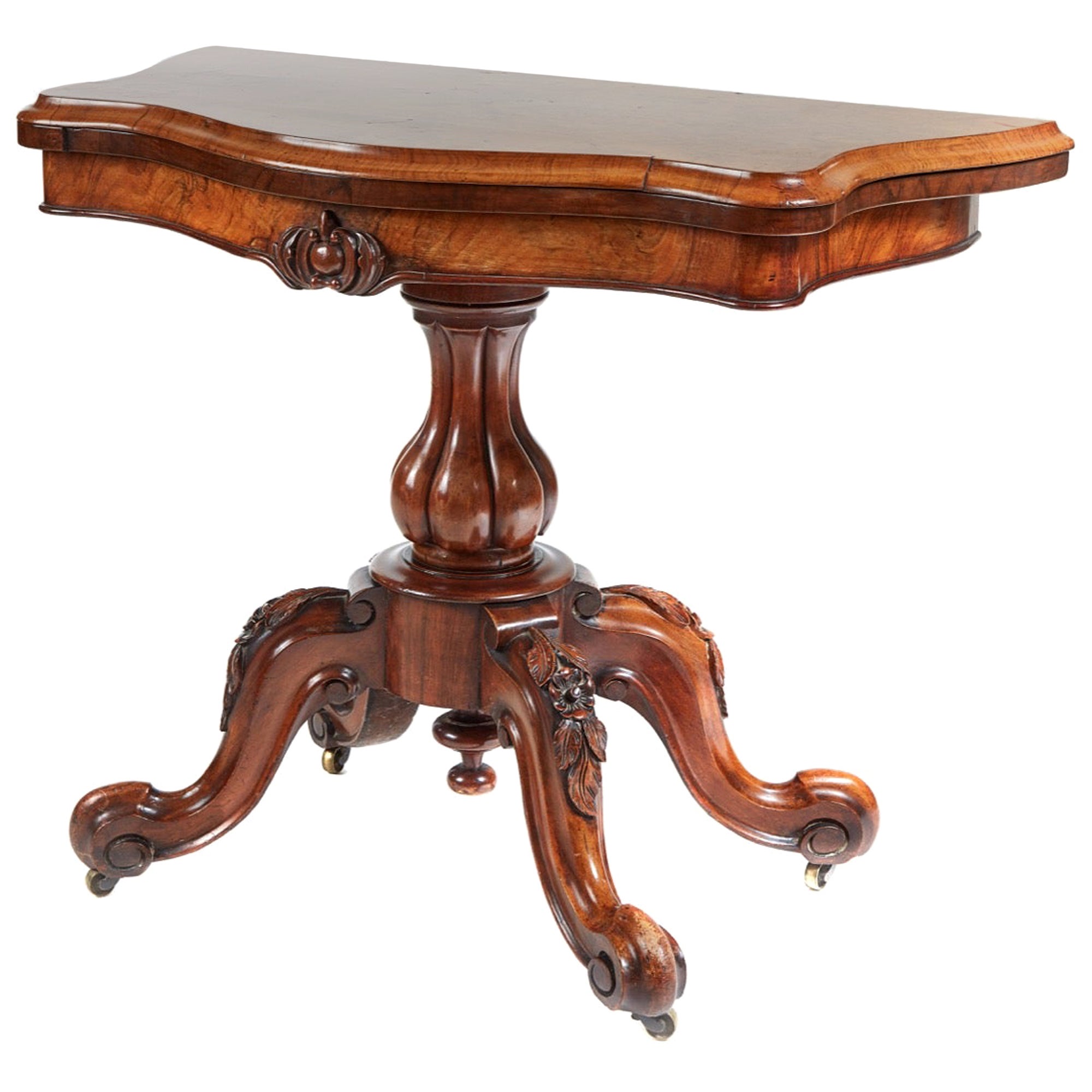 Quality Victorian Carved Hardwood Card Table For Sale at 1stDibs