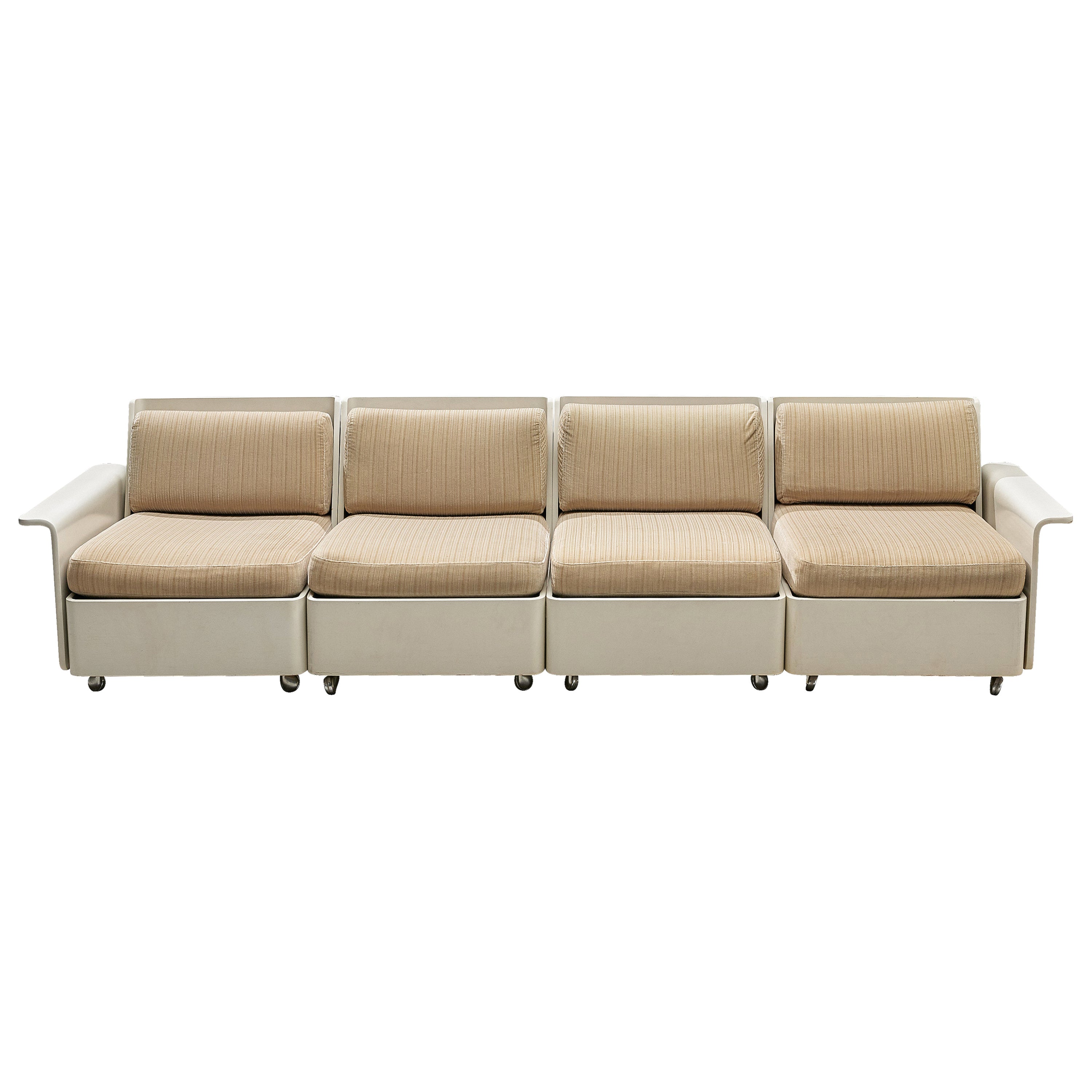 MidCentury Modern Elongated Sofa on Wheels by Kroehler For Sale at 1stDibs