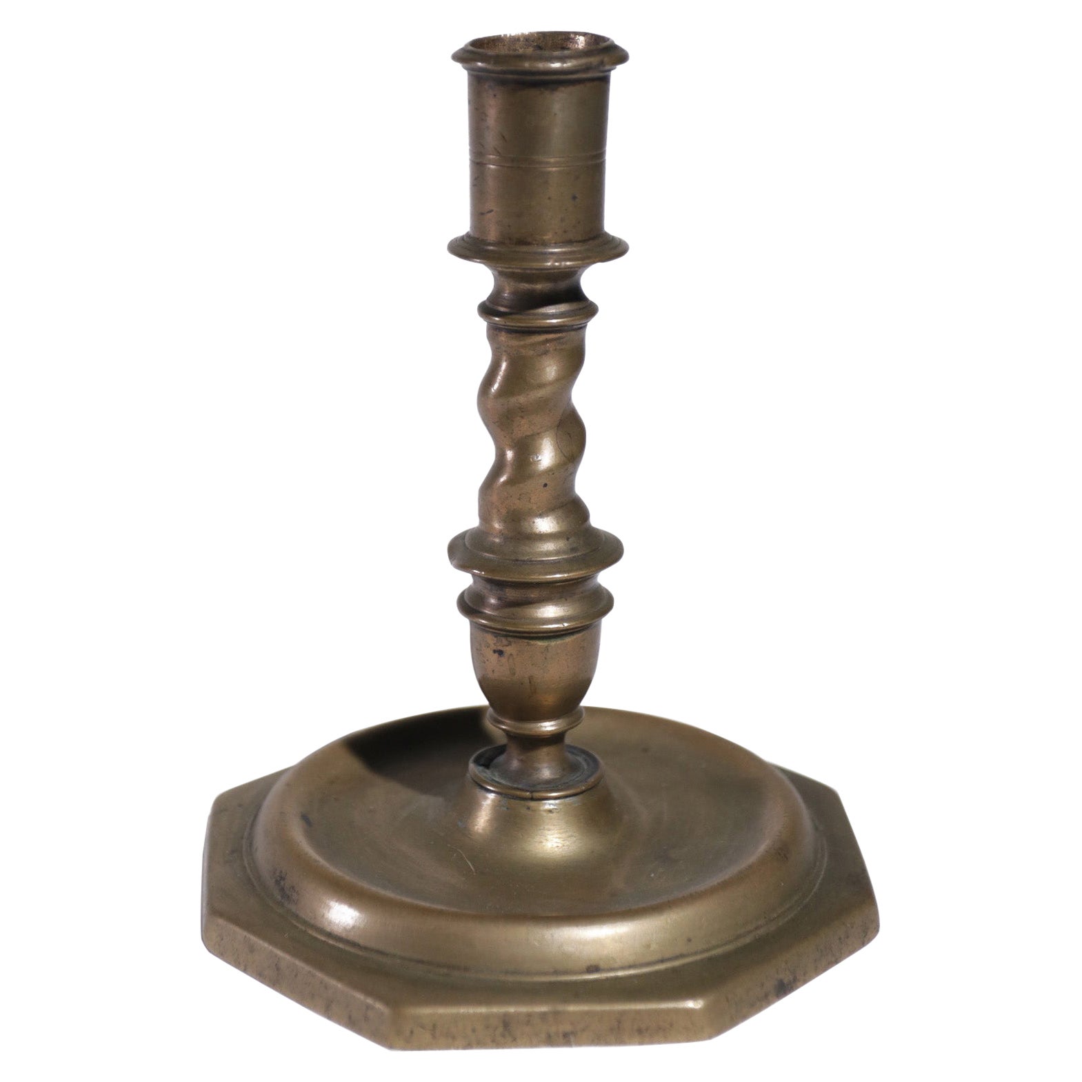 17th Century Spanish Brass Candlestick, Free Shipping For Sale at 1stDibs