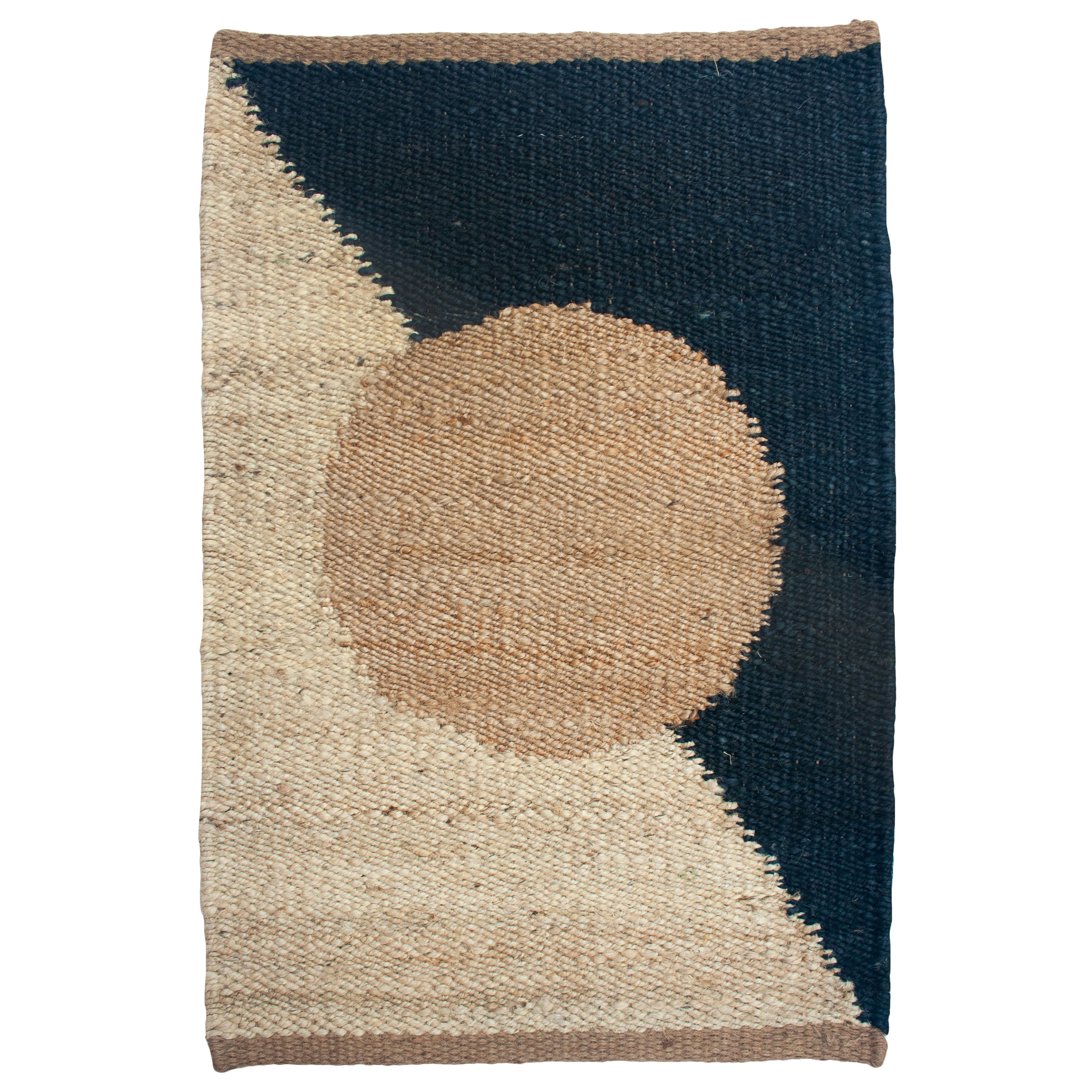 Margeaux Blue Circle Geometric Handwoven Modern Jute Rug, Carpet and