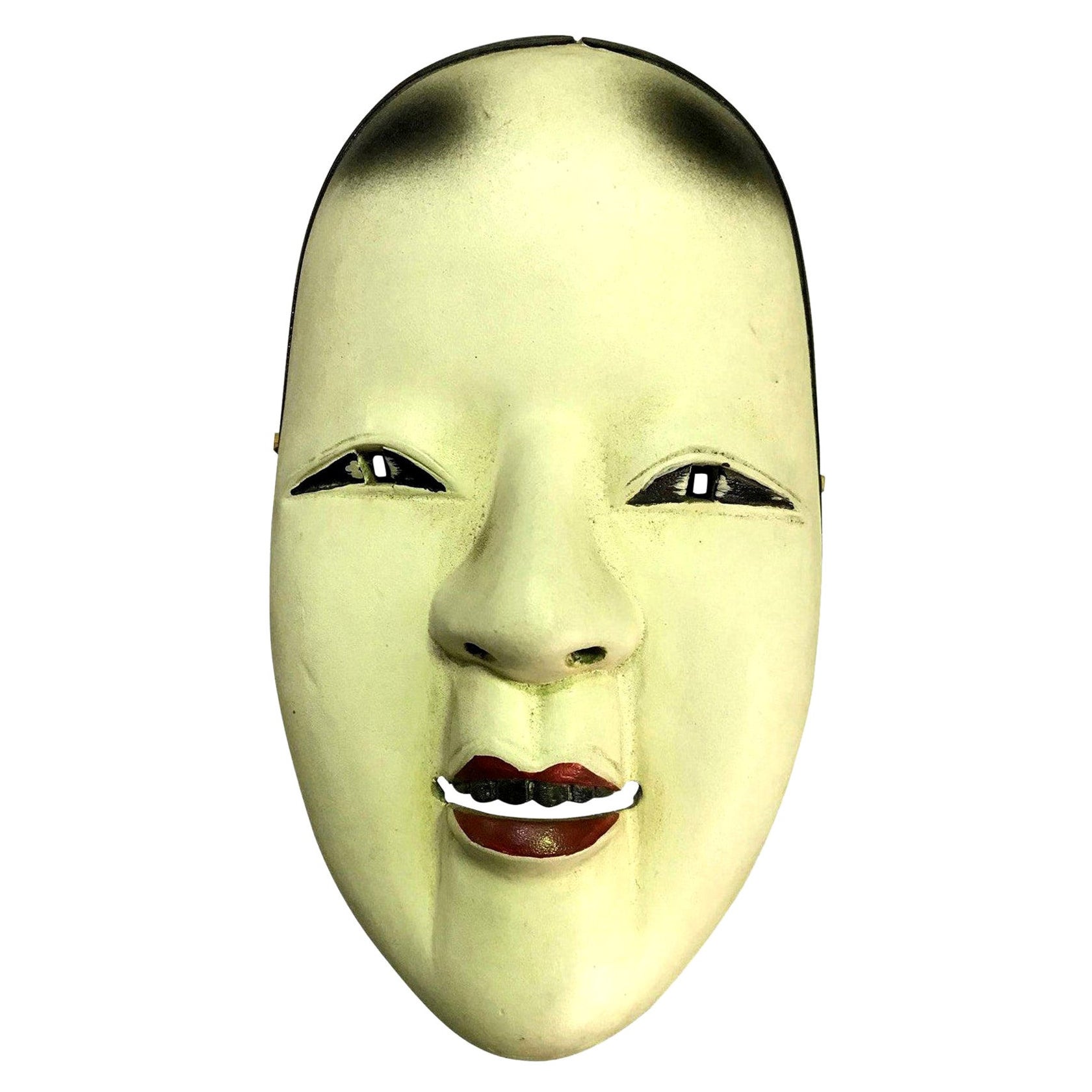 Japanese Okame Ko-Omote Wood Carved Noh Theater Mask