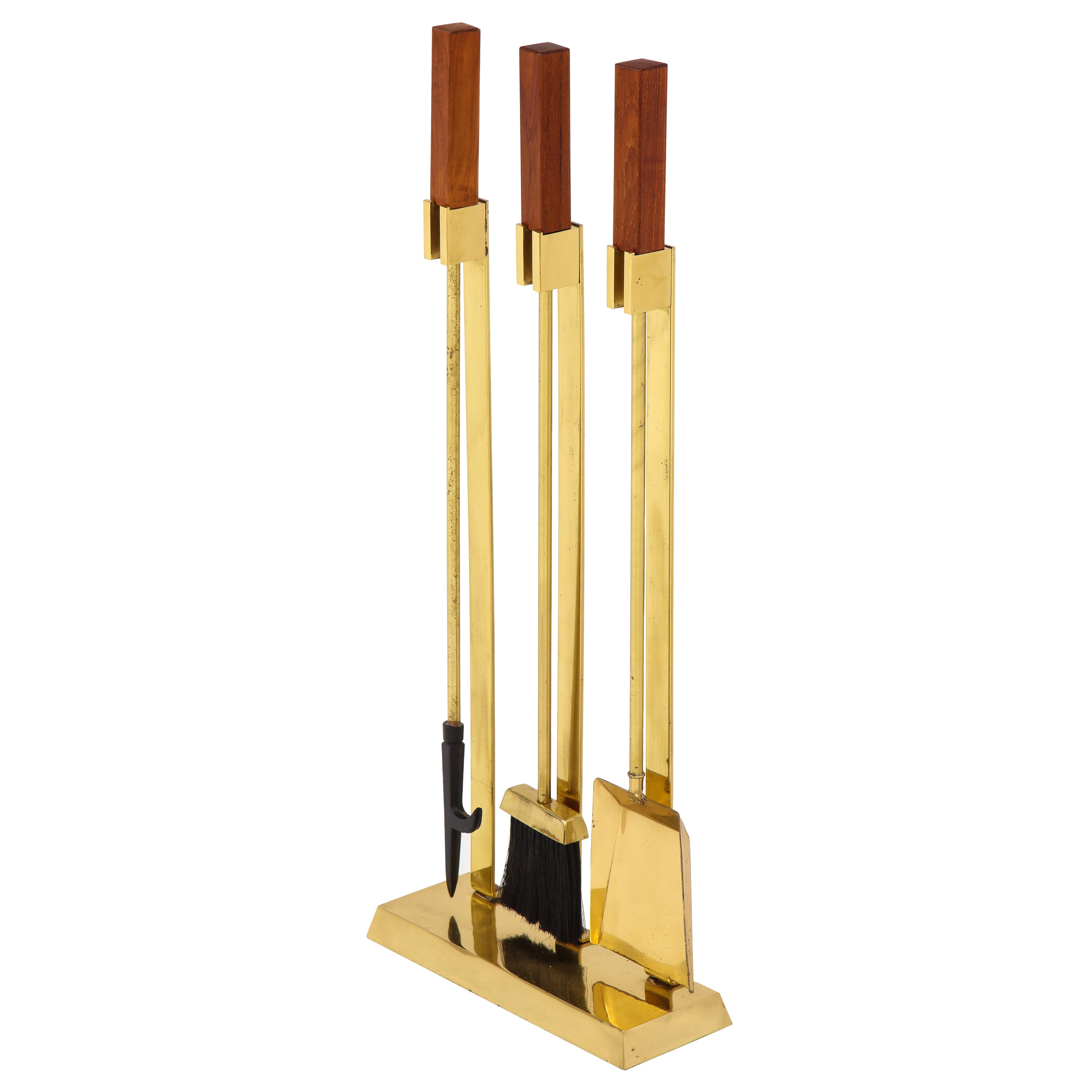 MidCentury Modern Onyx and Brass Fireplace Tools For Sale at 1stDibs