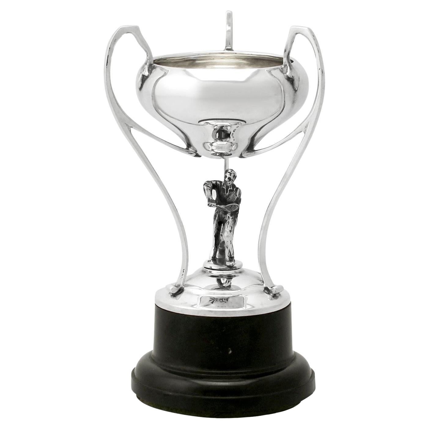 Trophée de présentation Tennis en argent sterling vintage 1948