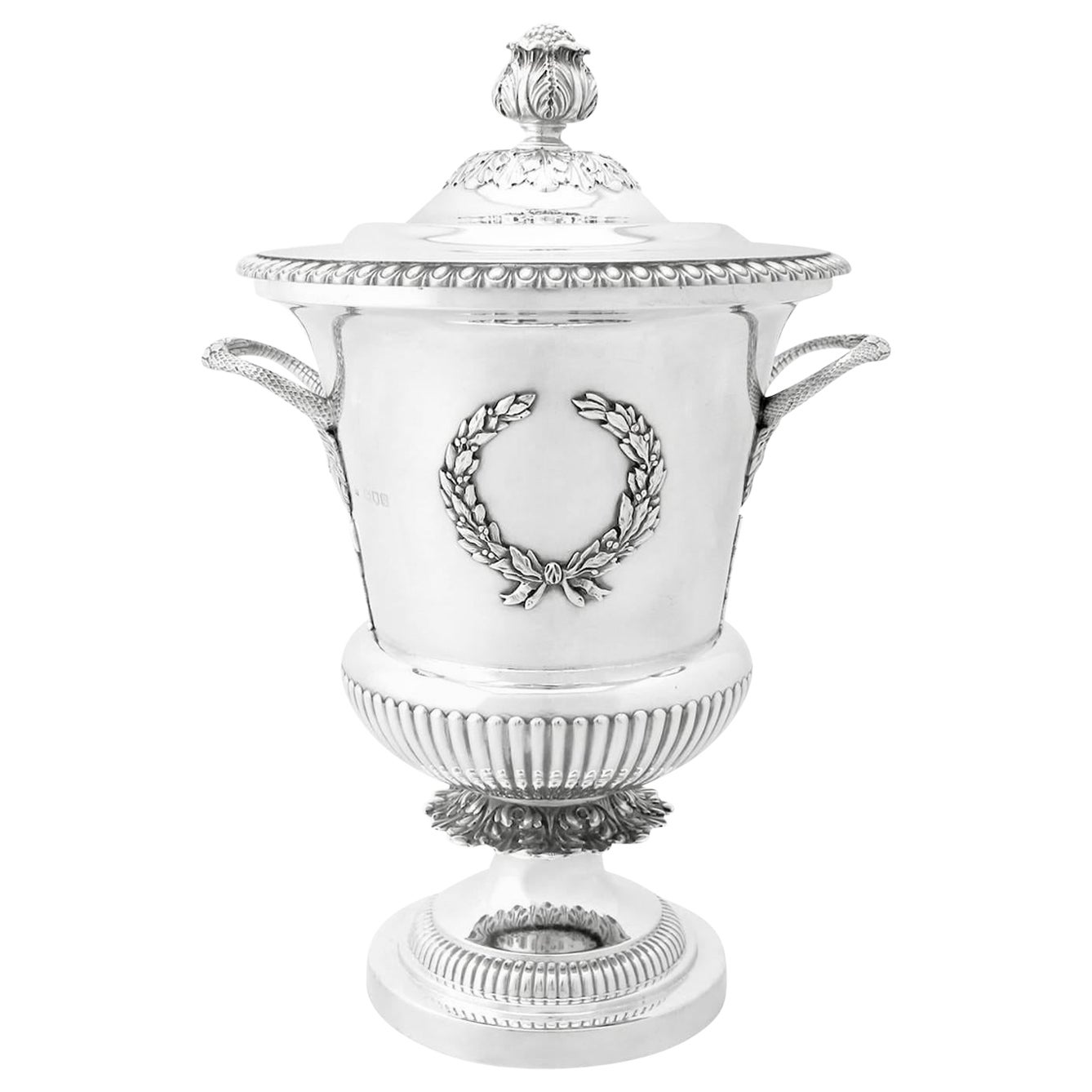 Antica tazza di presentazione in argento sterling edoardiano con coperchio