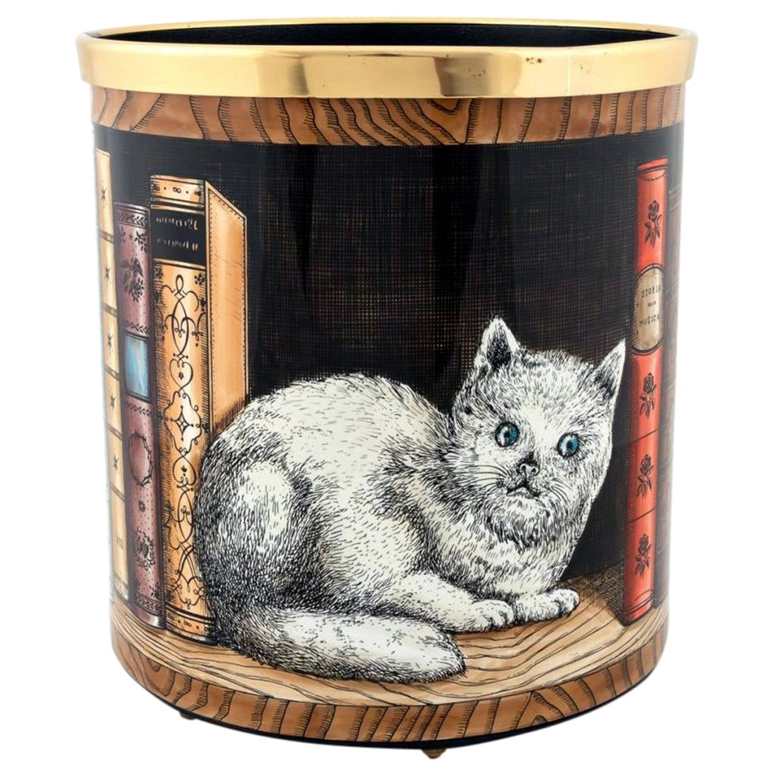 Original Vintage Fornasetti's Waste Paper Basket, 1950s For Sale at 1stDibs
