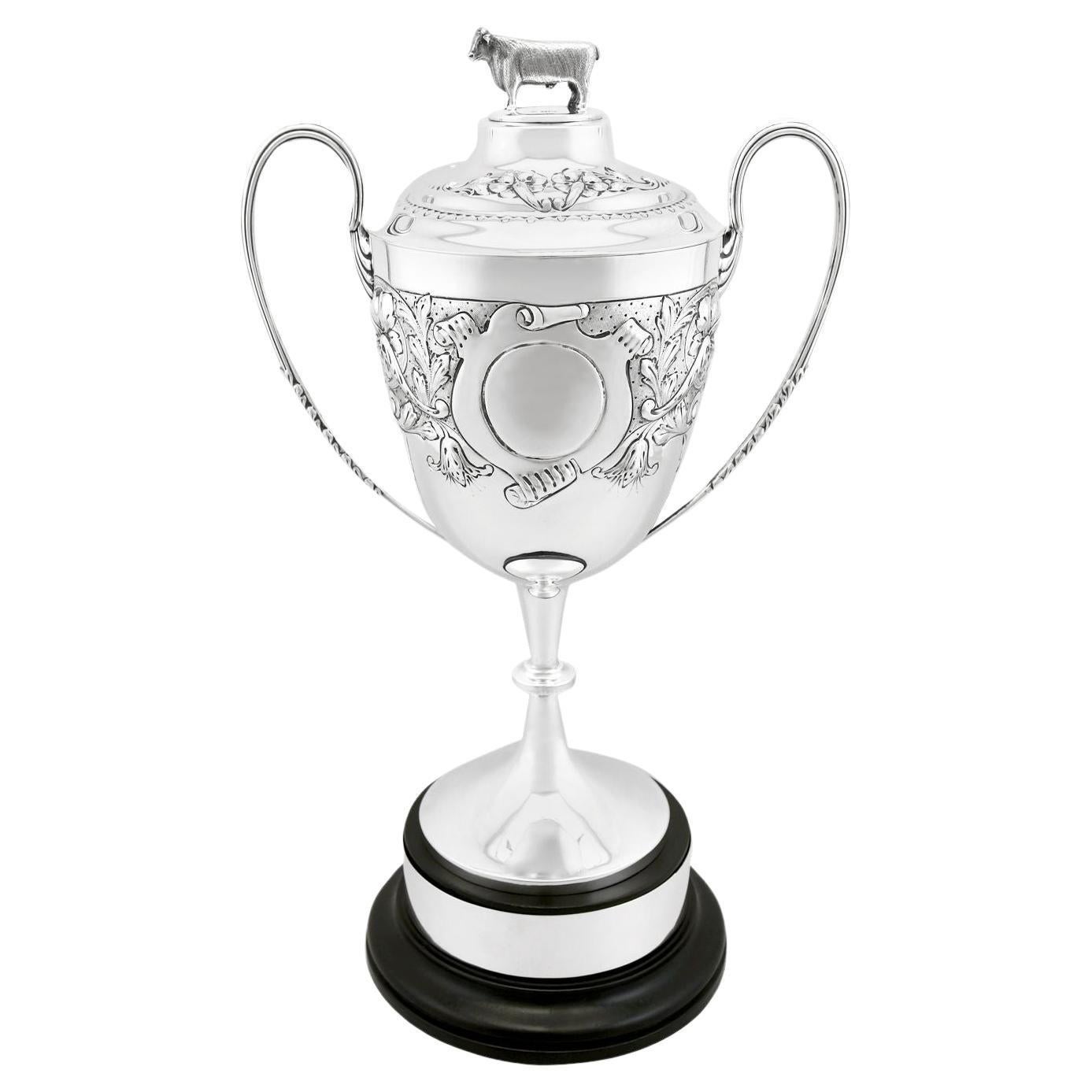 Edwardian English Sterling Silver Presentation Cup and Cover