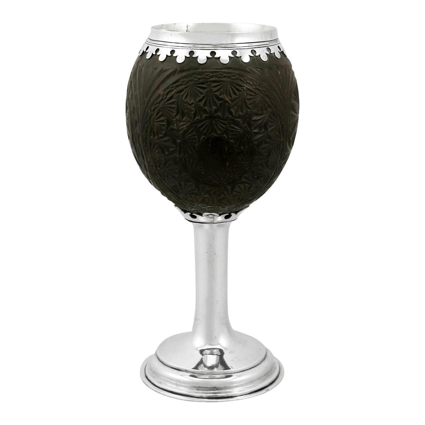 19th Century Silver Mounted Coconut Cup For Sale
