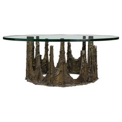 Vintage Paul Evans Sculpted Bronze Stalagmite Coffee Table, Signed and Dated 1979