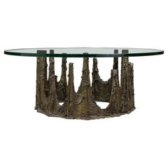 Table basse en bronze sculpté Stalagmite de Paul Evans, signée et datée de 1979