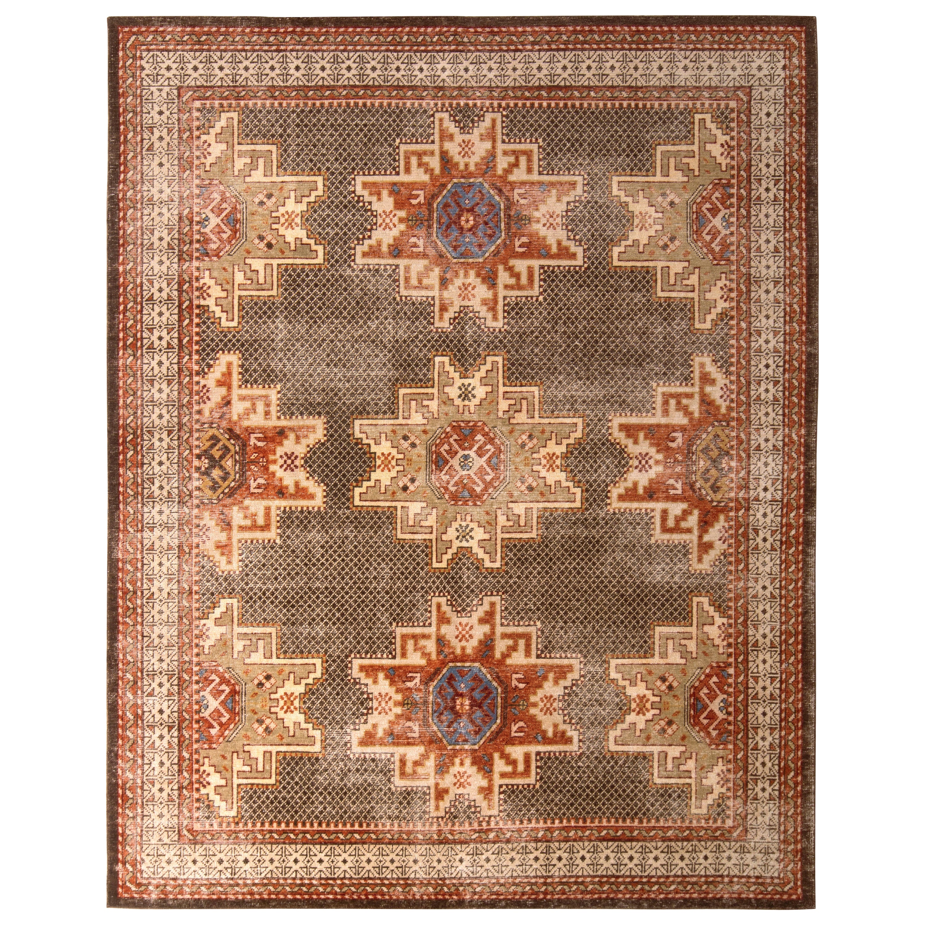 Vintage Dhurrie Style Rug Red and Beige Floral Pattern by Rug and Kilim For Sale at 1stDibs