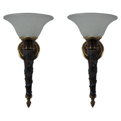 2 Minka Lavery French Empire Torchiere Grape Vine Wall Sconce Light Lantern