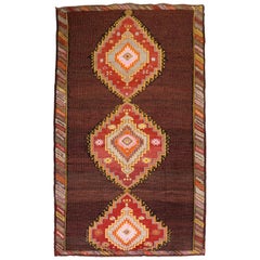 Zabihi Collection Wild 20th Century Colorful Turkish Kars Anatolian Corridor Rug
