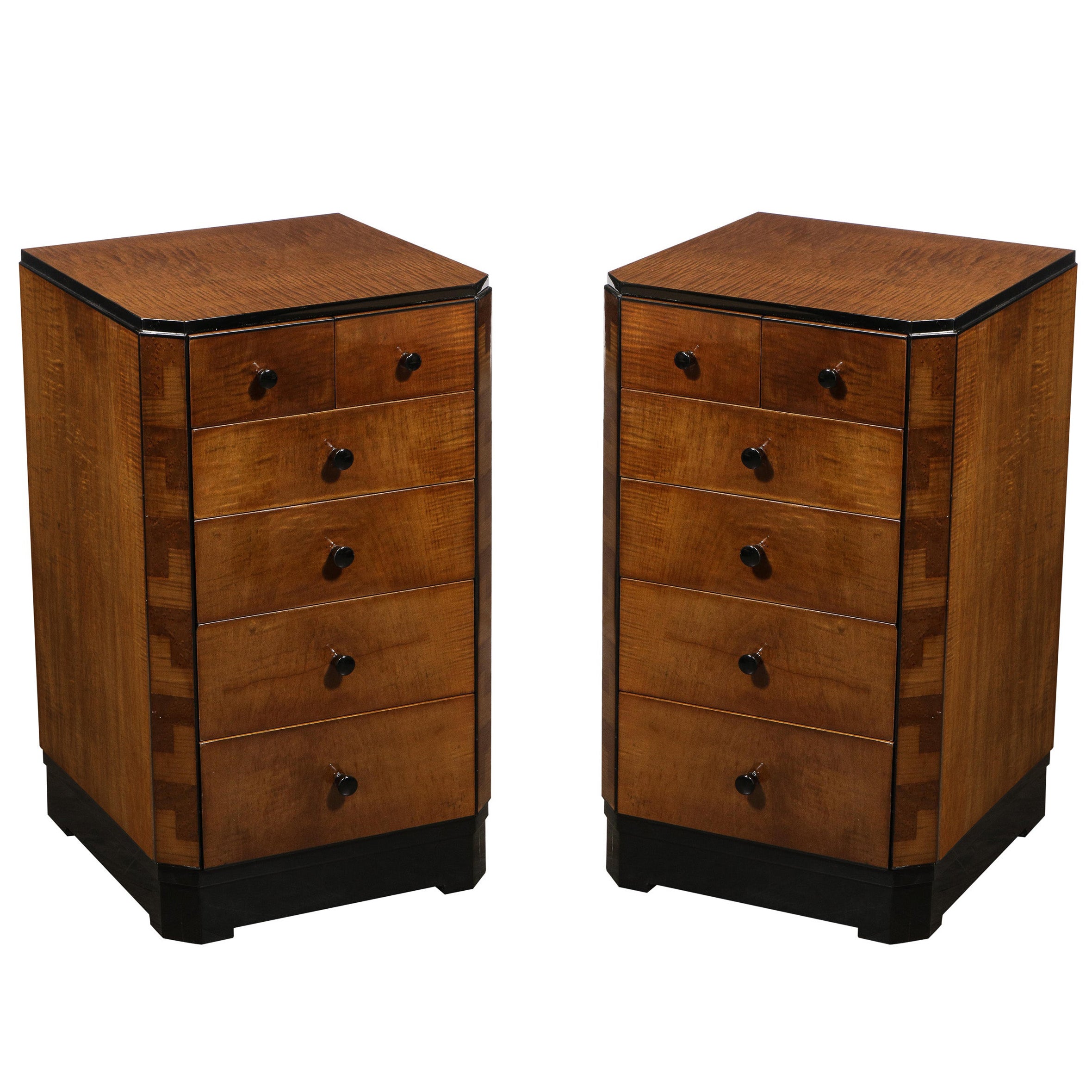 Pair of Art Deco Moderne Nightstands For Sale at 1stDibs