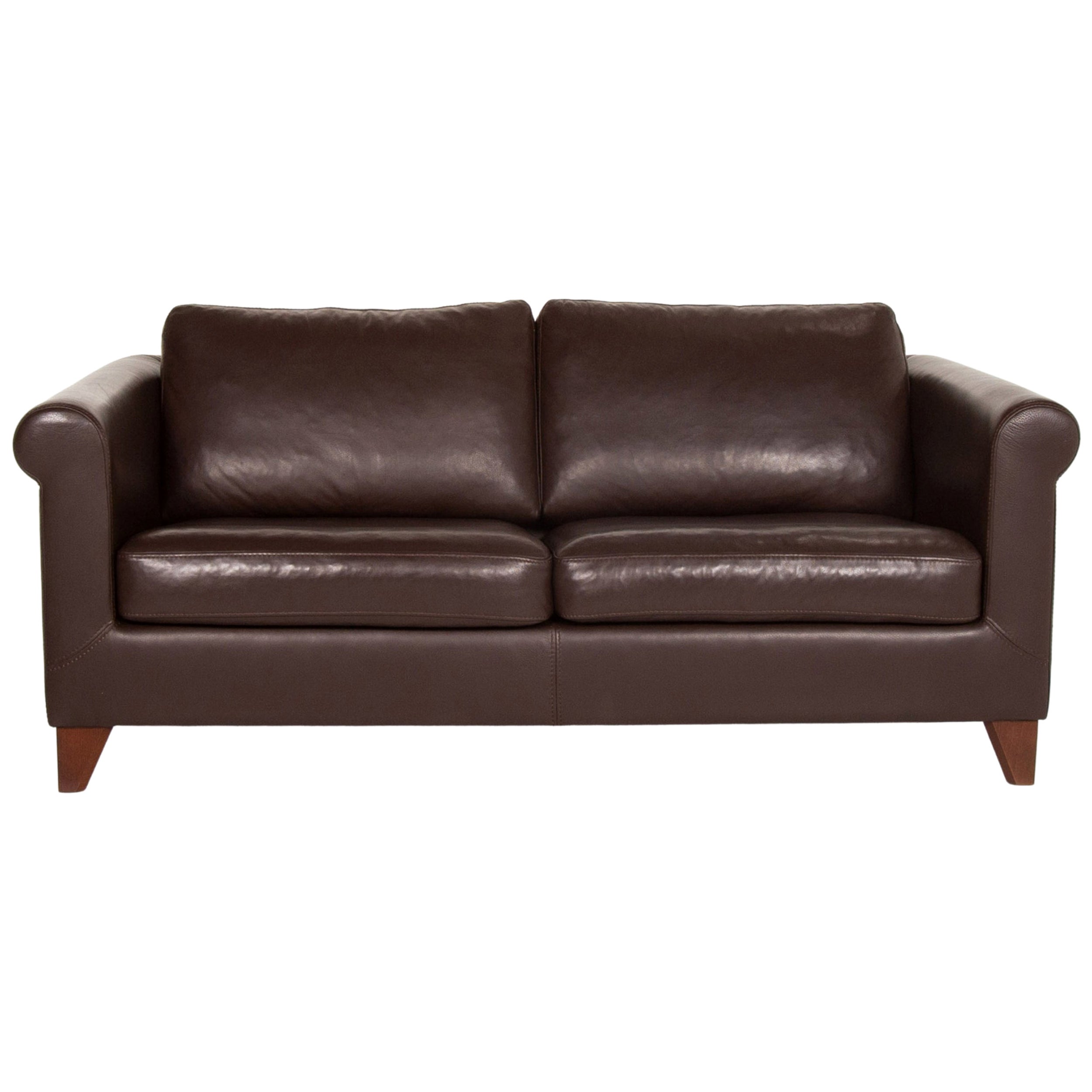 Natuzzi Editions Leather Sofa Cognac Brown ThreeSeater Couch at 1stDibs