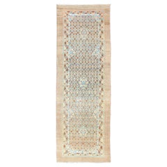 Antique Persian Camel Hair Serab Runner with Geometric Design in Light Colors