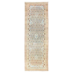 Antique Persian Camel Hair Serab Runner with Geometric Design in Light Colors