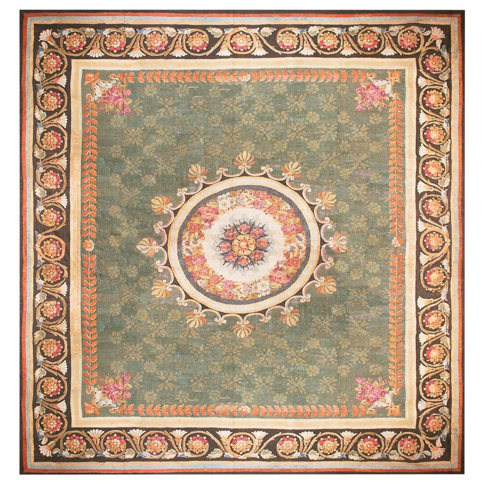 Early 19th Century French Charles X Period Aubusson Carpet (15'8"x16'3"-478x495) For Sale