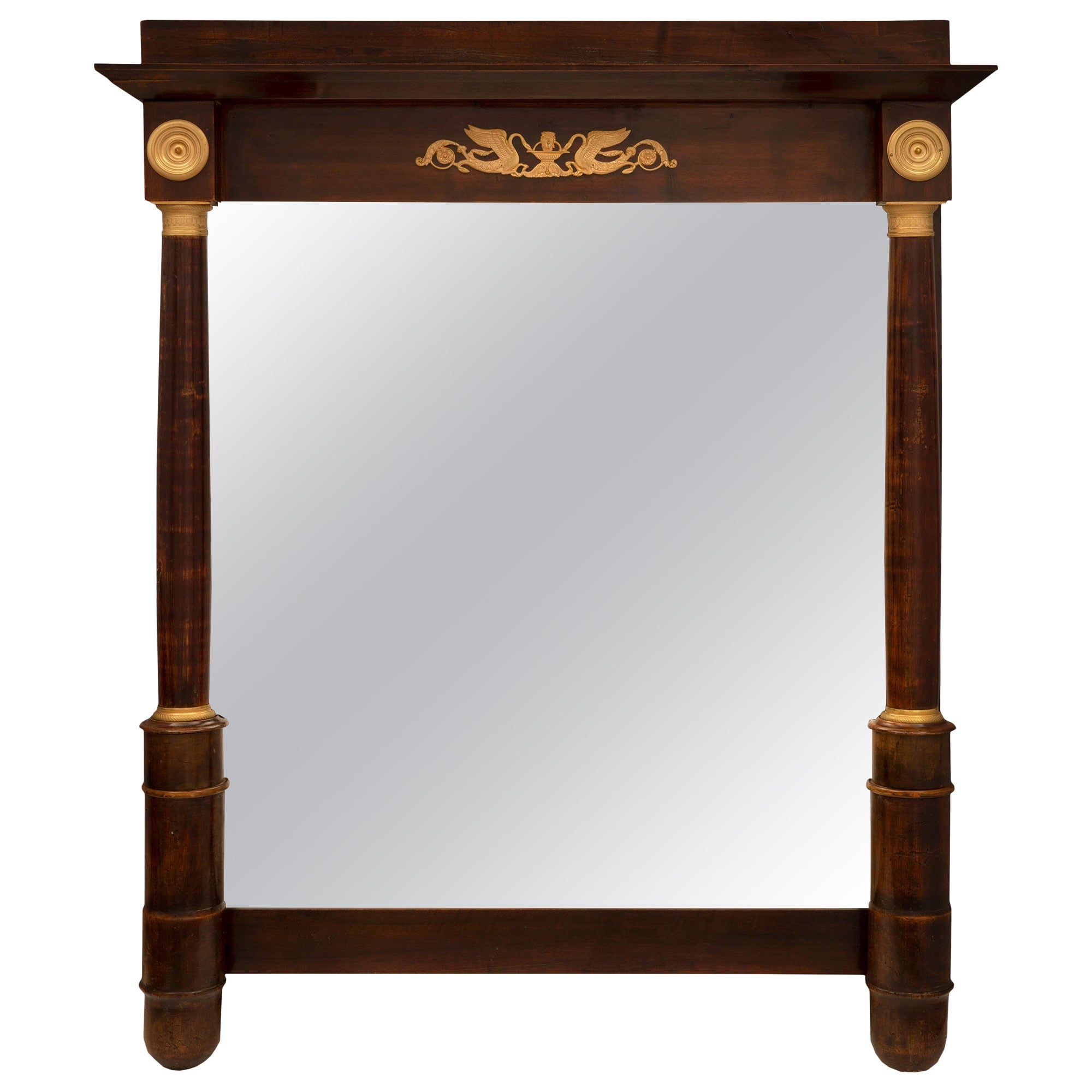French Empire Style ‘19th20th Century’ Mahogany Wall Mirror For Sale at 1stDibs
