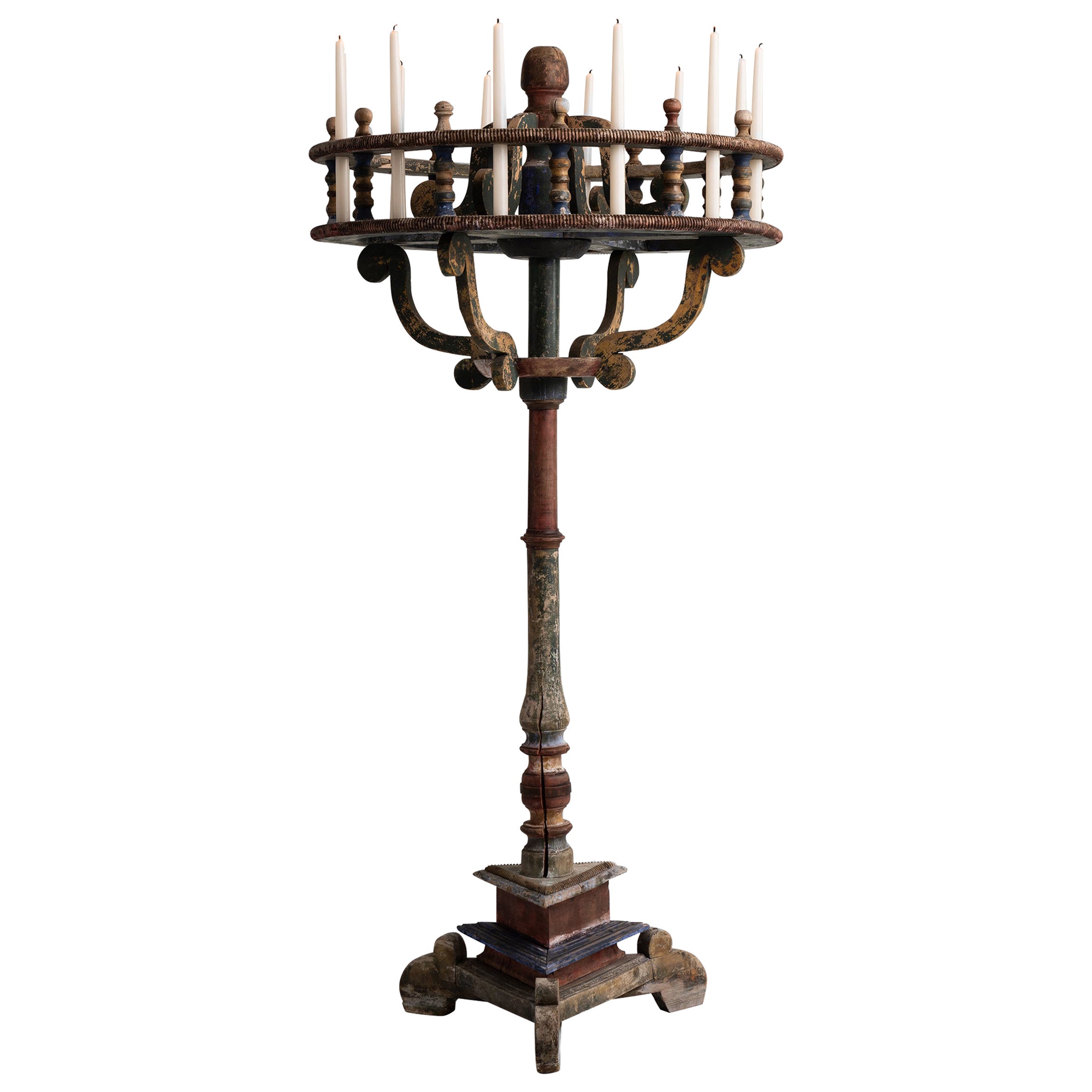 Large Gold Gilded Wooden Candelabra For Sale at 1stDibs