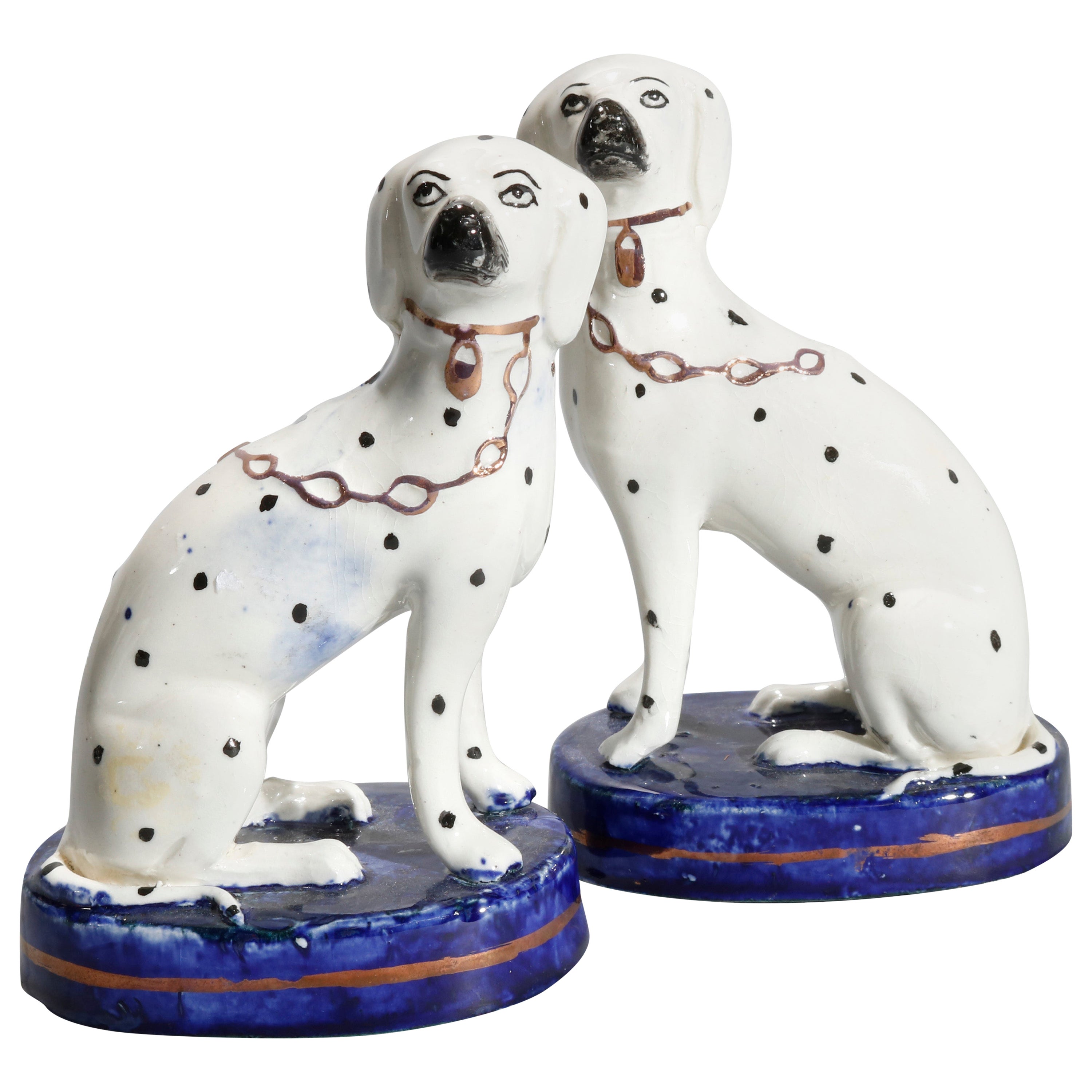 2 Antique 19th Century Staffordshire Porcelain Dogs Cocker Spaniels For Sale at 1stDibs