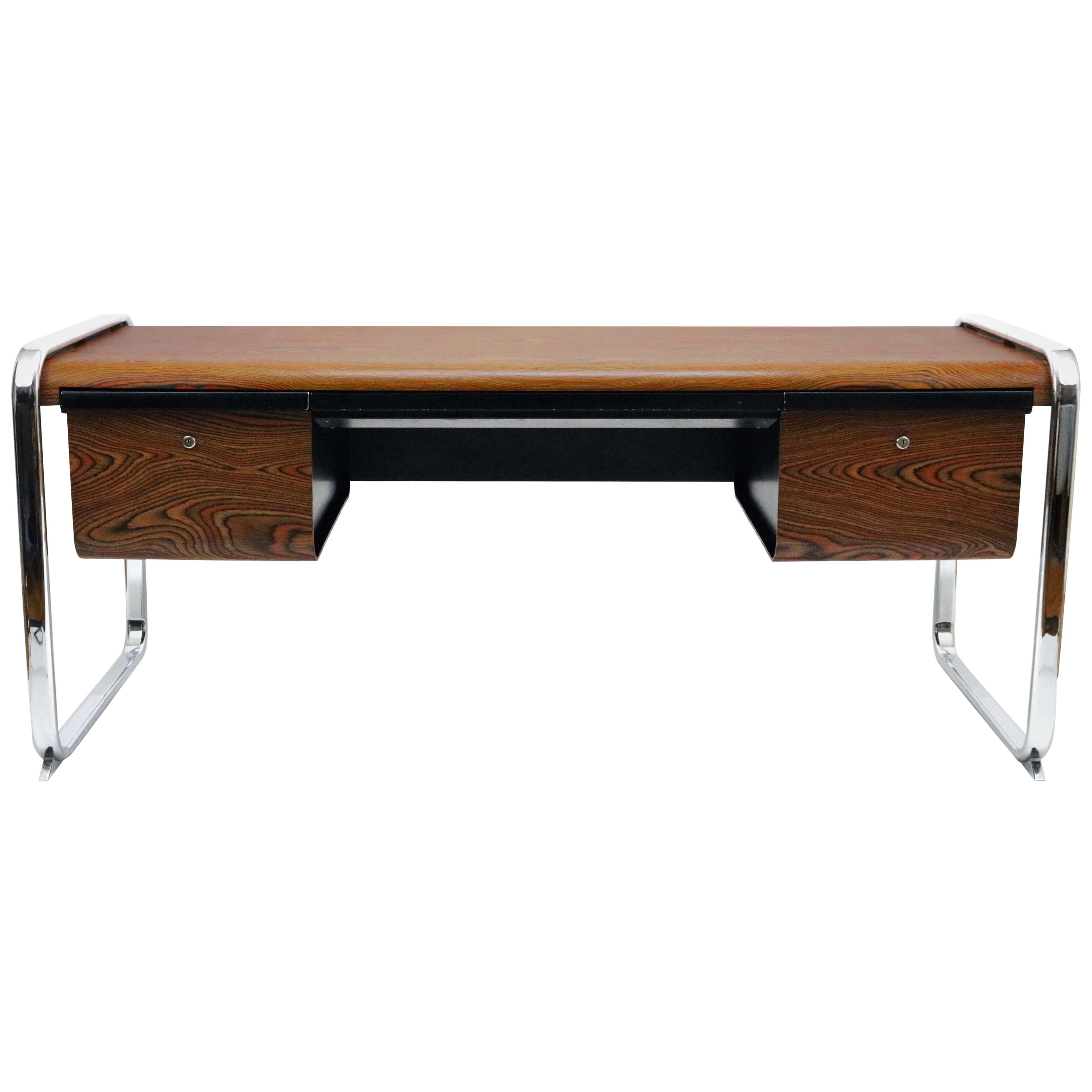 Peter Protzmann Zebra Wood and Chrome Desk for Herman Miller at 1stDibs