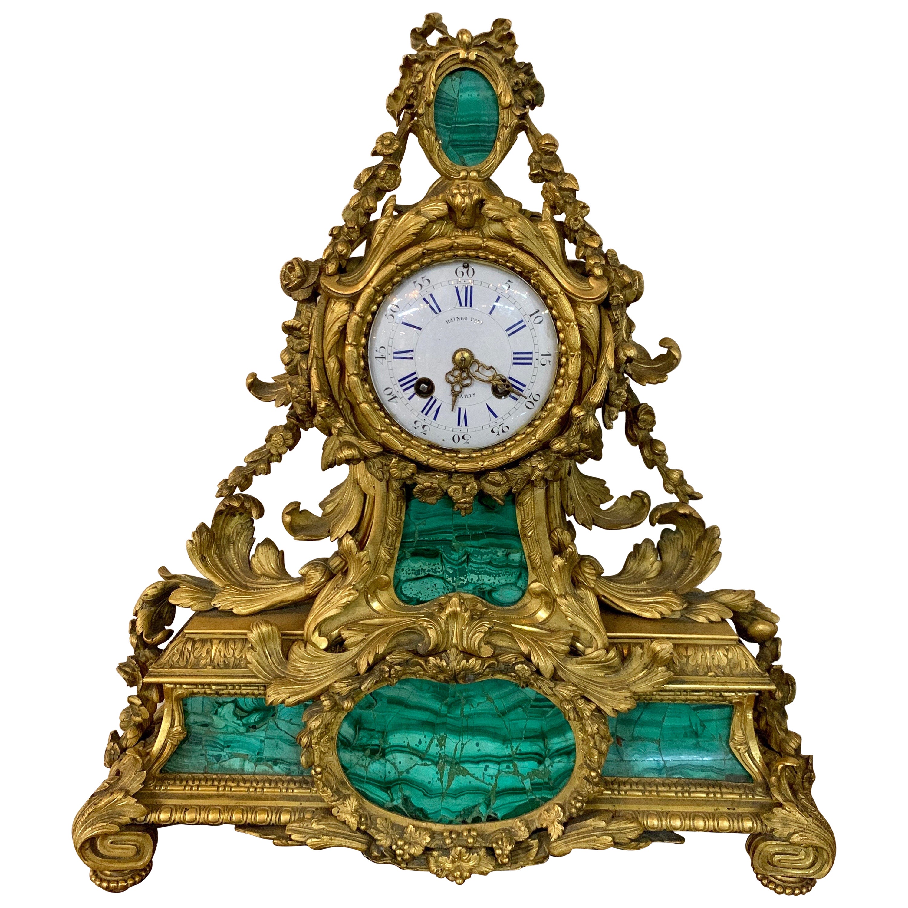 19th Century Italian Empire Clock with ParcelGilt and Bronze Details