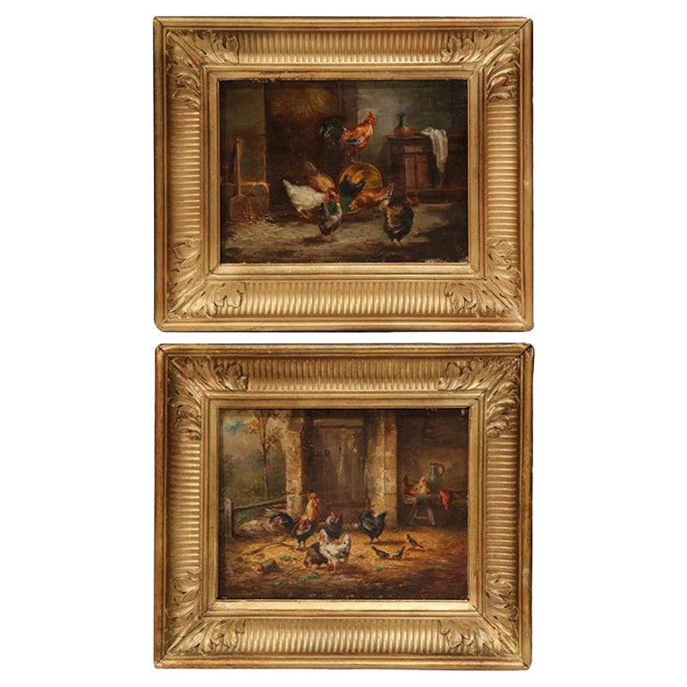 A 19th Century French Oil on Artist Board Painting in Period Giltwood