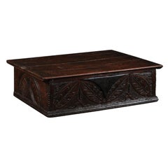 Used 18th Century Oak Bible Box with Foliate Carving