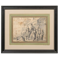 Disegno a inchiostro incorniciato, attribuito a "Allaert Van Everdinger" (olandese 1621-1675)