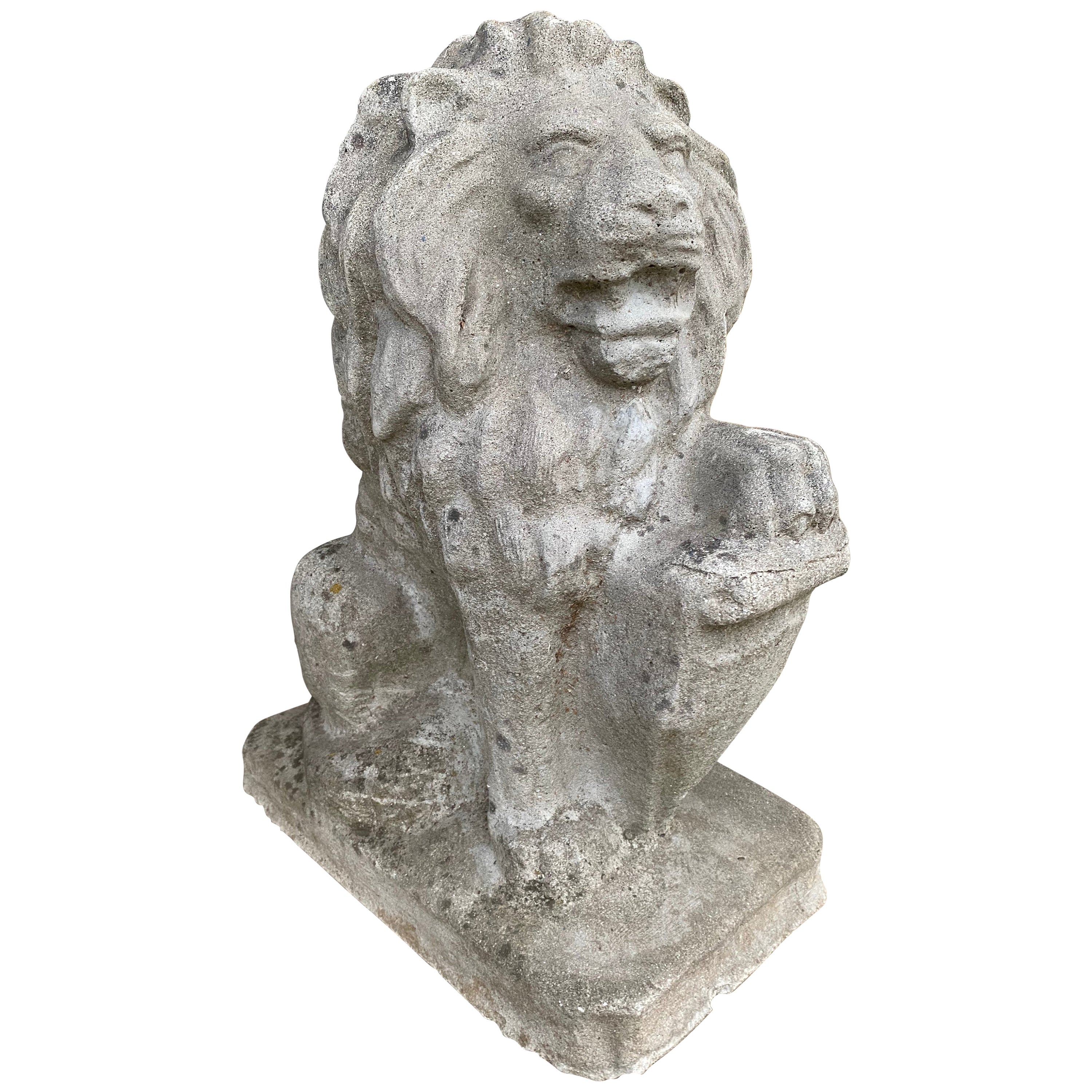 Pair of 1940s Concrete Lions For Sale at 1stDibs