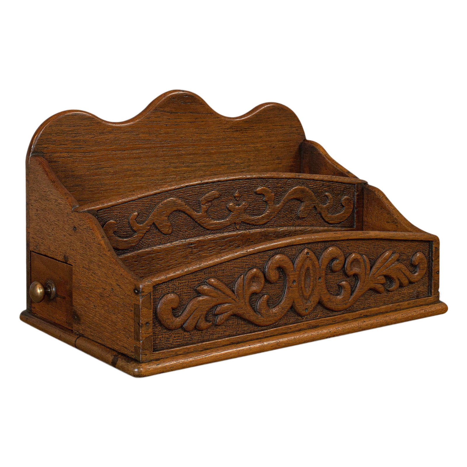 Antique Desk Tidy, English, Mahogany, Letter, Stationery Rack