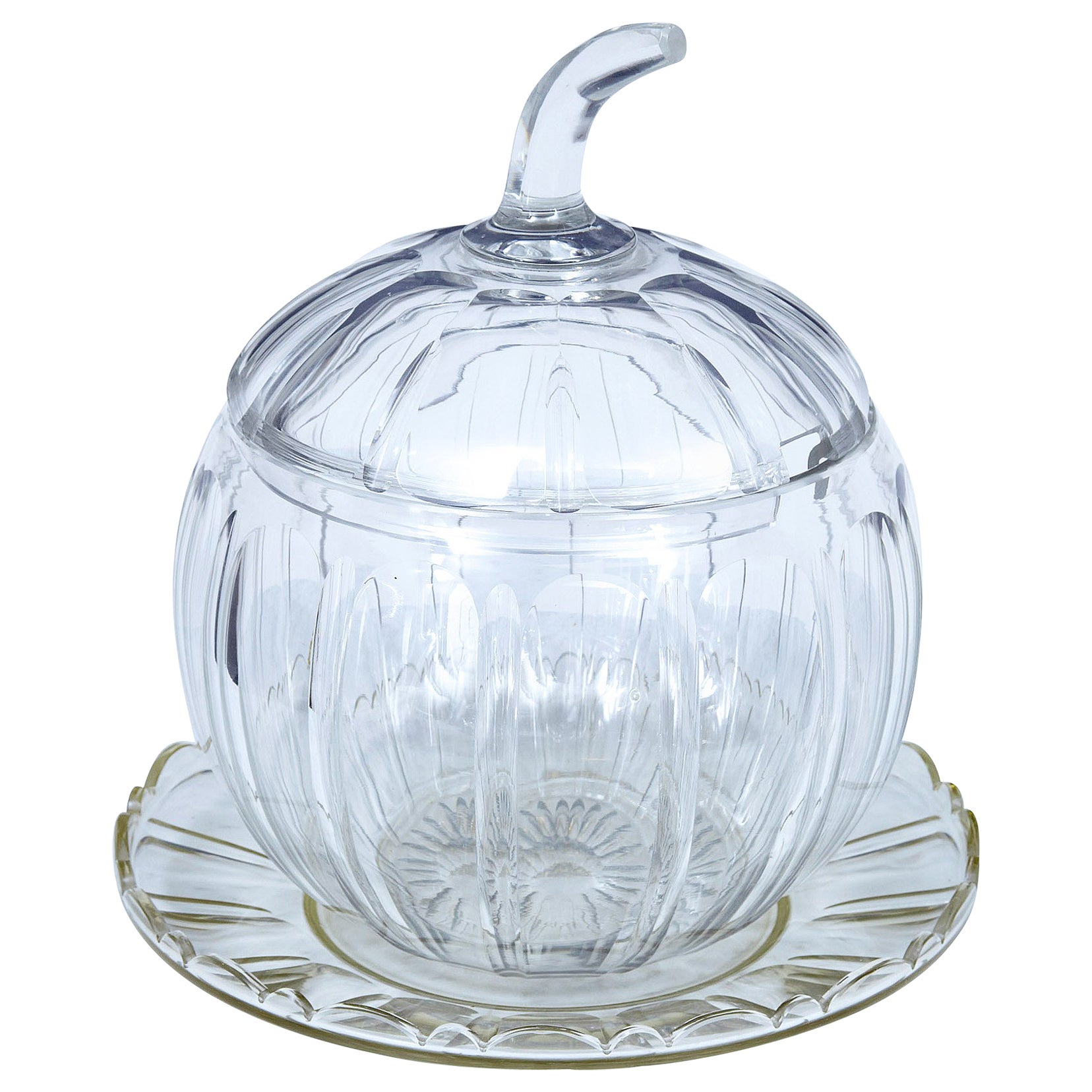 CutGlass Punch Bowl on 800 Sterling Silver Base For Sale at 1stDibs