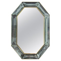 Bespoke Octagon Sea Green Murano Glass Mirror, in Stock