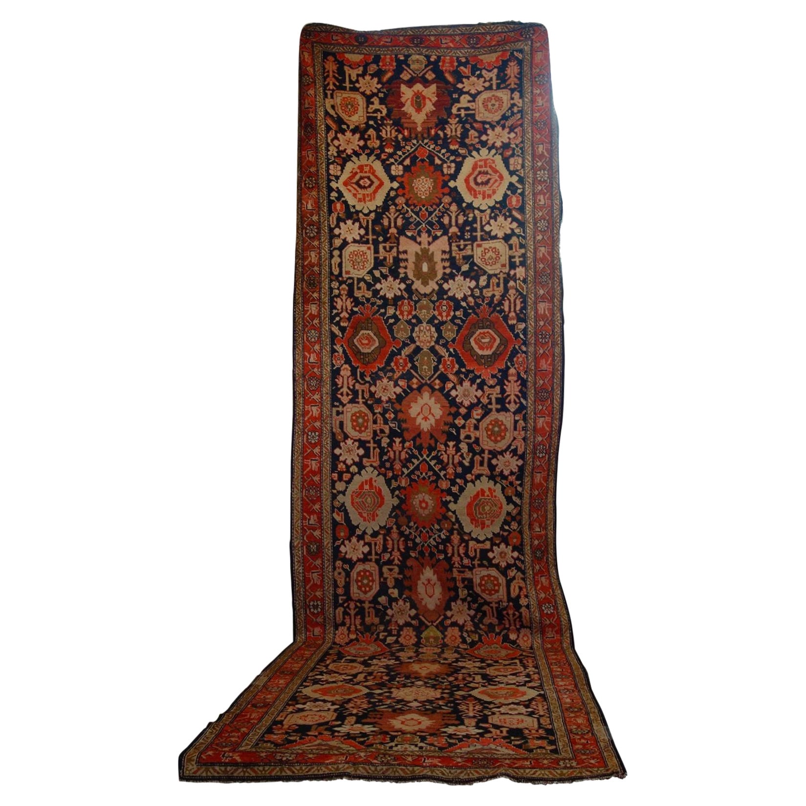 Extremely Long Early 20th Century Kuba Kelleh Corridor Carpet, Runner  For Sale