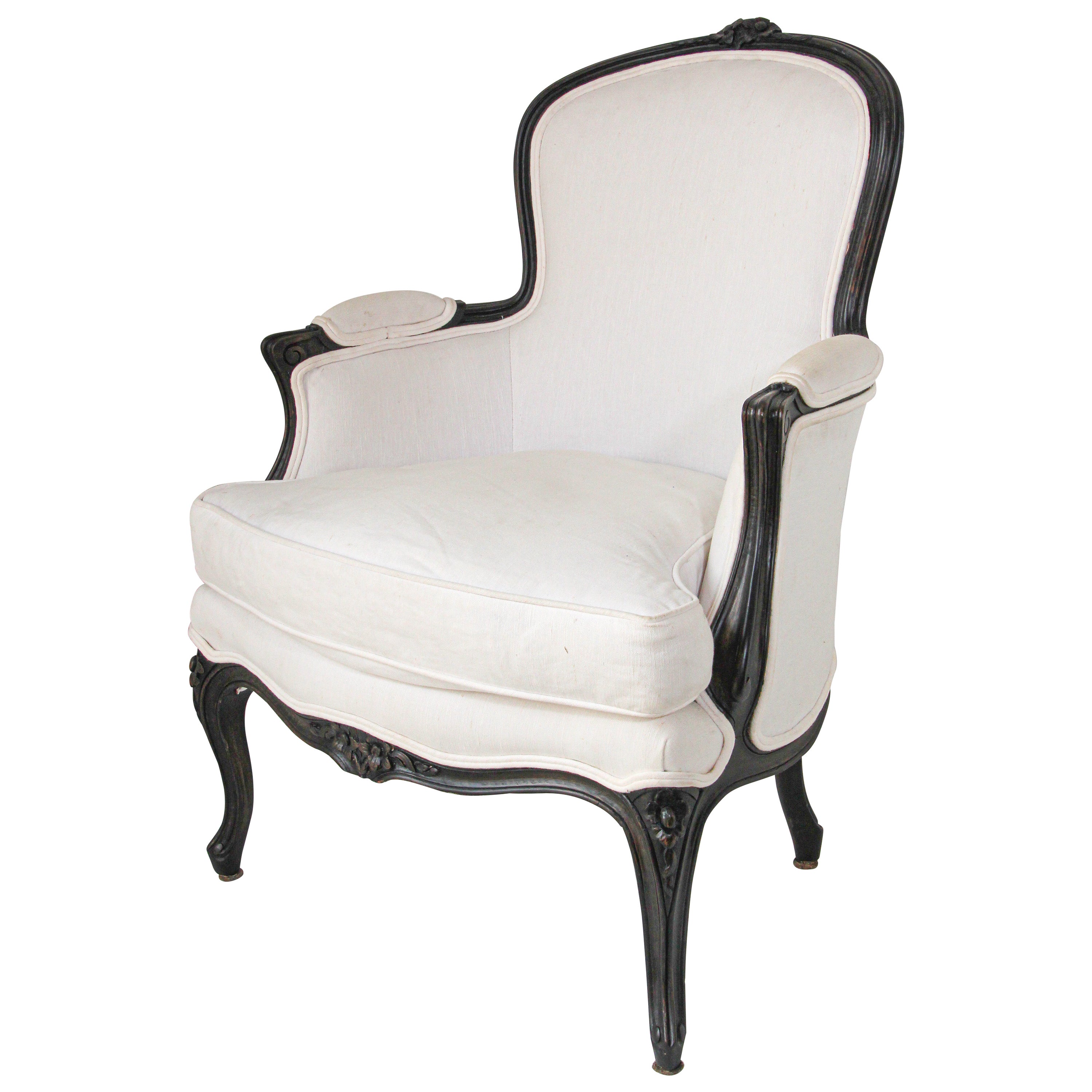 French Louis XV Provincial Style Bergere Chair Wingback ...