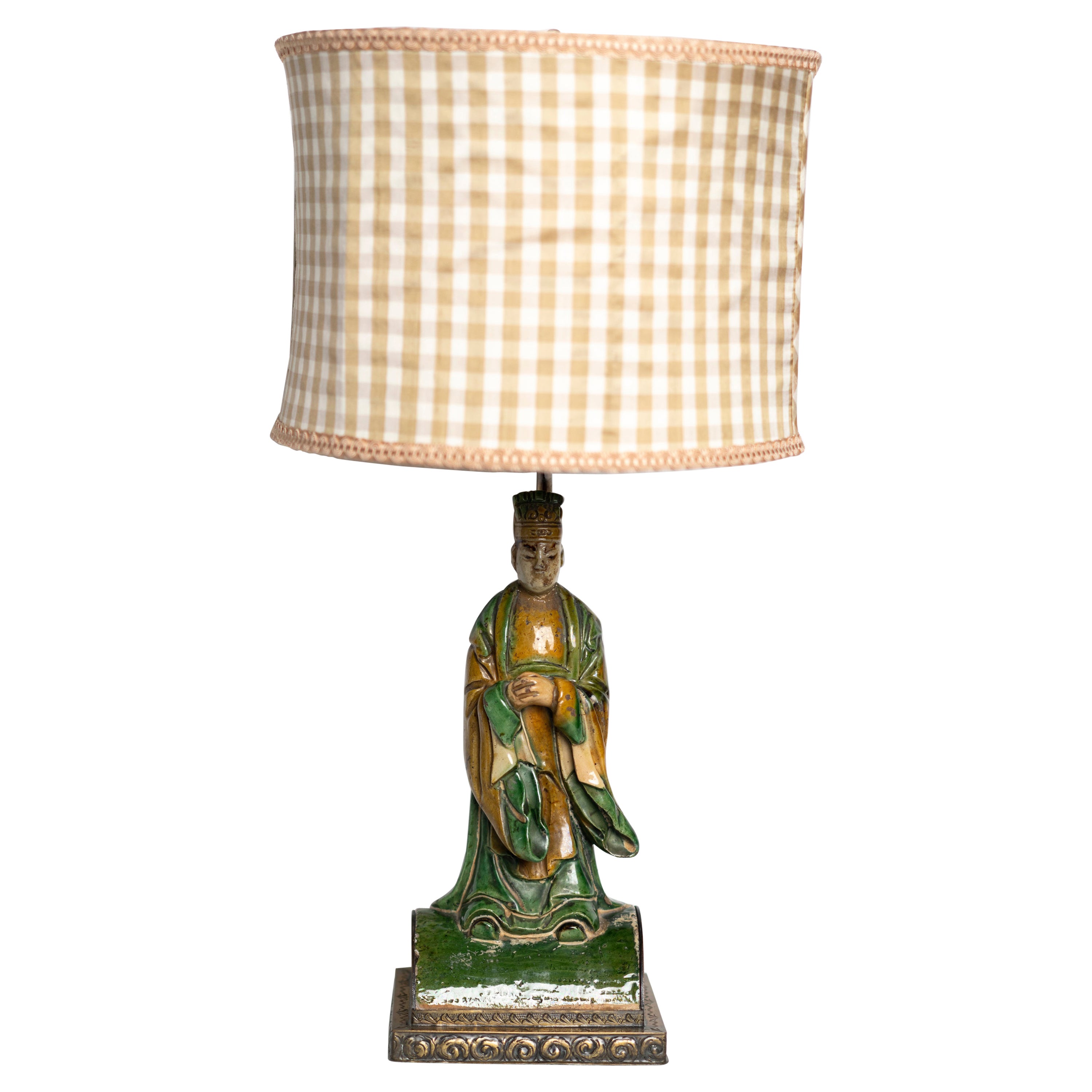 Chinese Ceramic Glazed Figurine Table Lamp in the Tang Dynasty Style