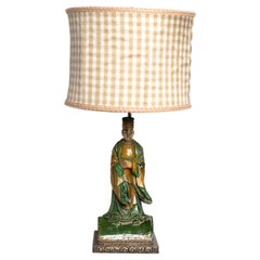 Vintage Chinese Ceramic Glazed Figurine Table Lamp in the Tang Dynasty Style