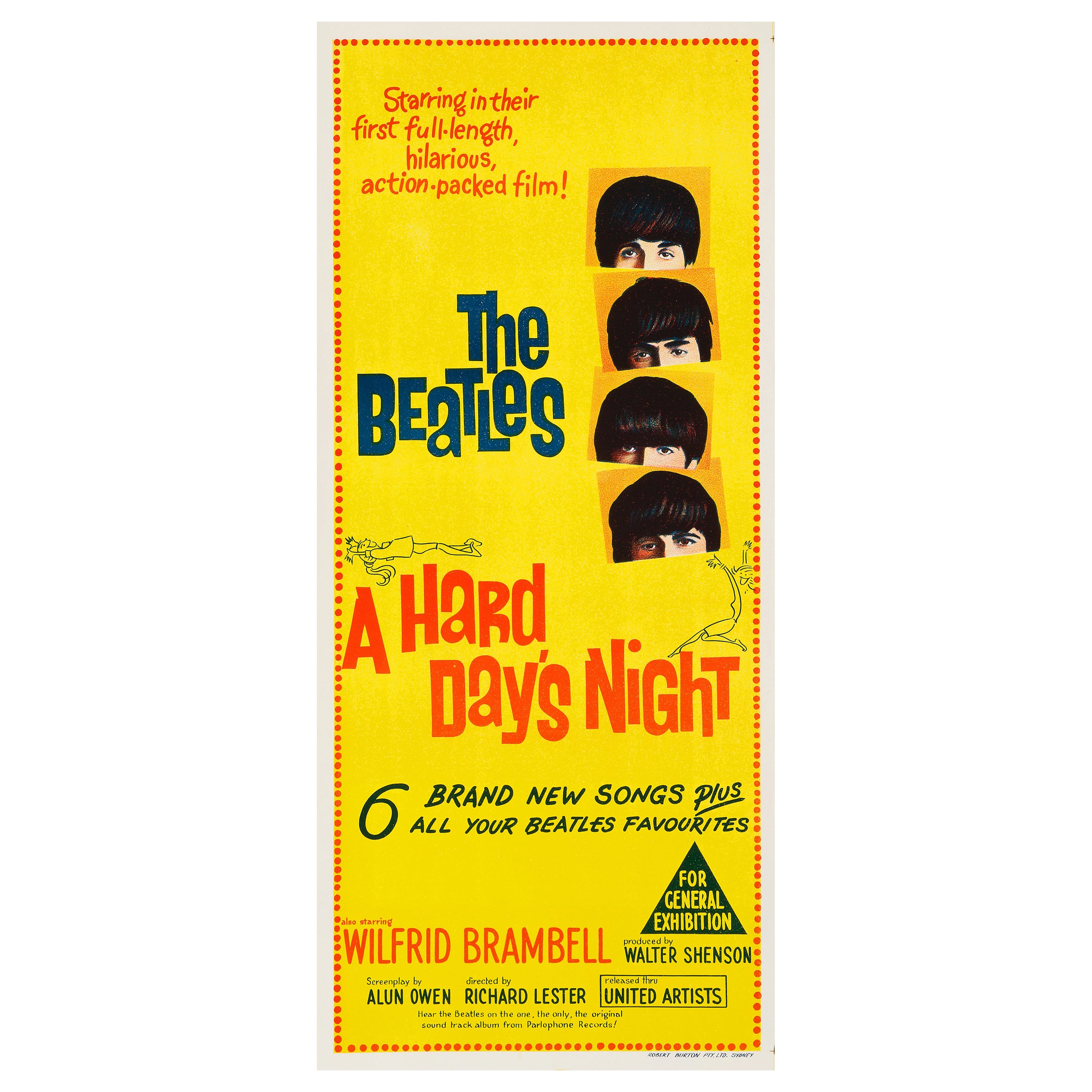 The Beatles 'A Hard Day's Night' Original Vintage Movie Poster, Australian, 1964 For Sale