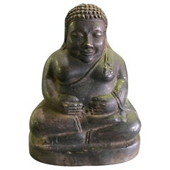 Scultura in bronzo di Buddha seduto e ridente, XVIII-XIX secolo
