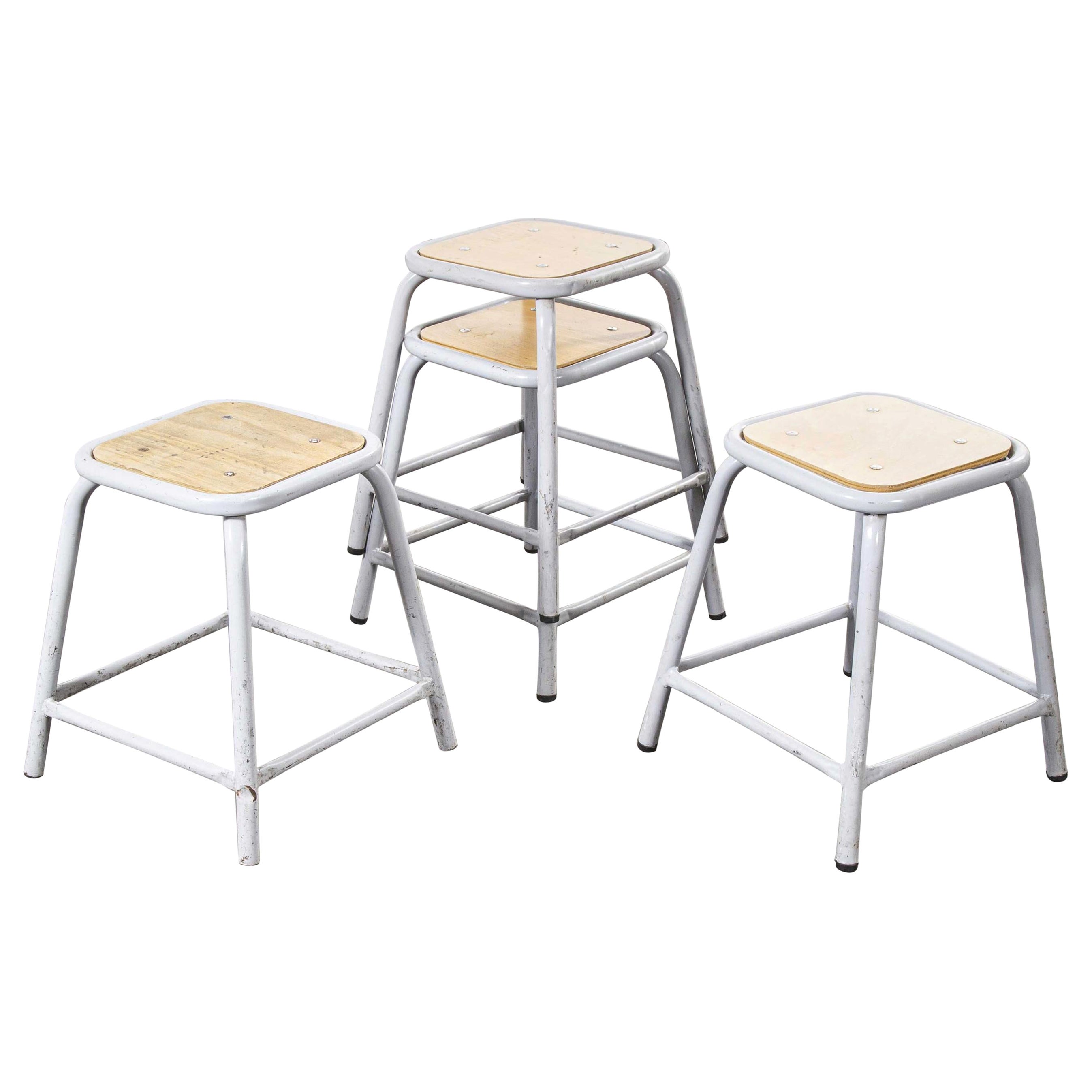 1960s Mullca Low Stacking Stool, Grey, Set of Four For Sale