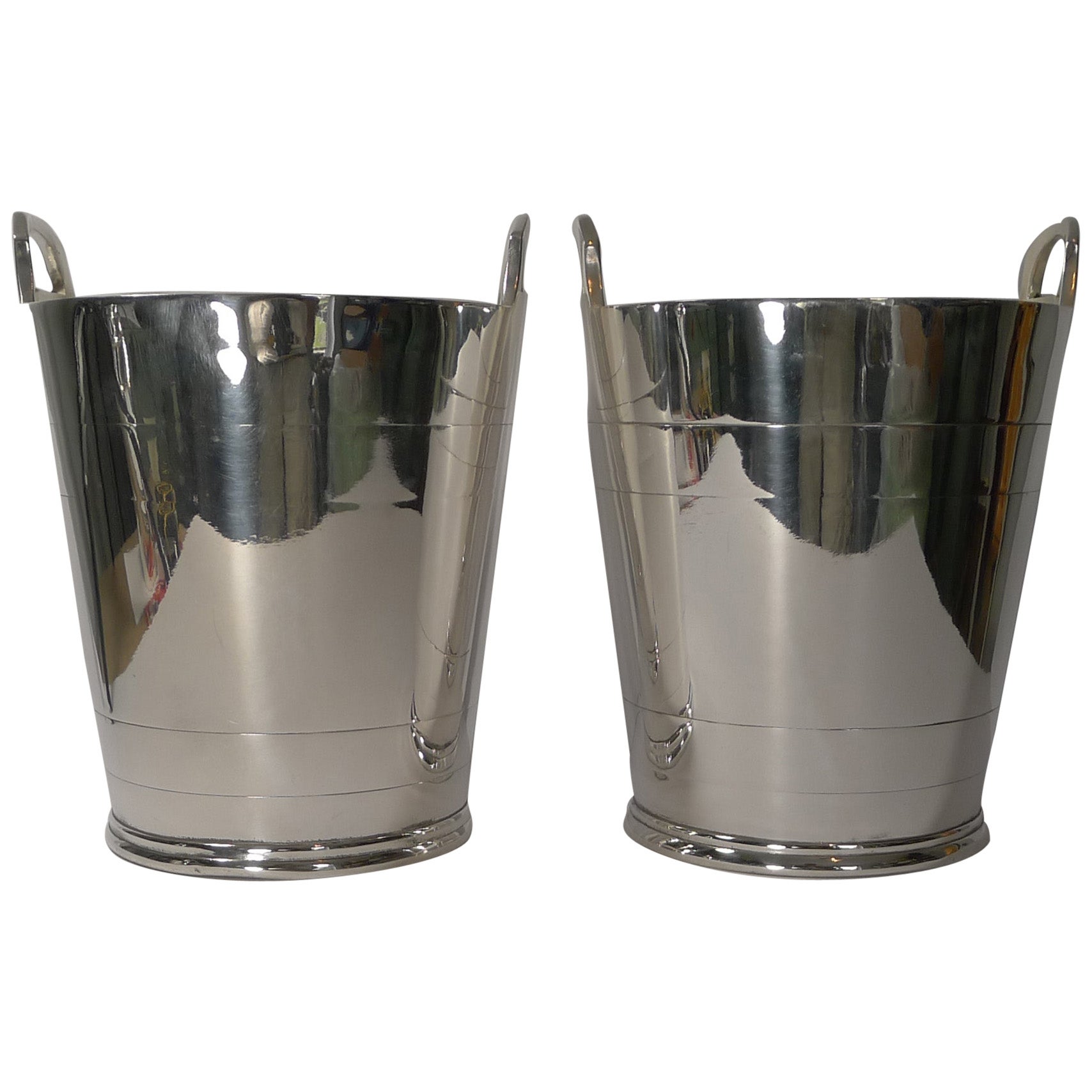 Modern Champagne Bucket, Silver Plated at 1stDibs