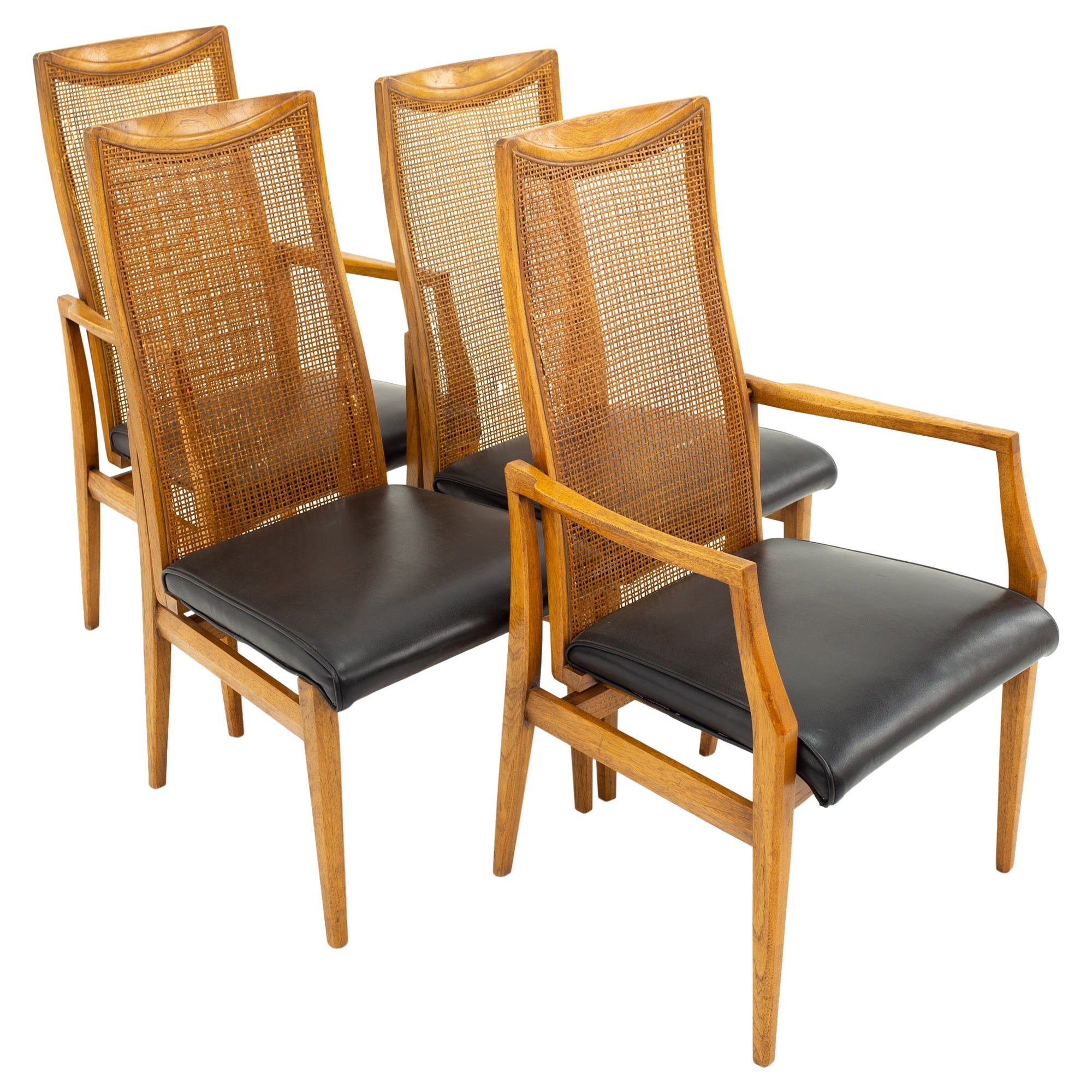 Midcentury High Back Cane Dining Chairs by Drexel at 1stDibs