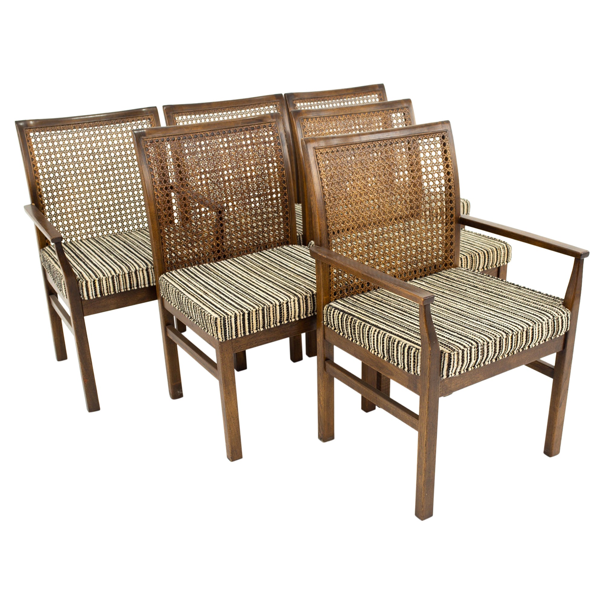 Midcentury High Back Cane Dining Chairs by Drexel at 1stDibs