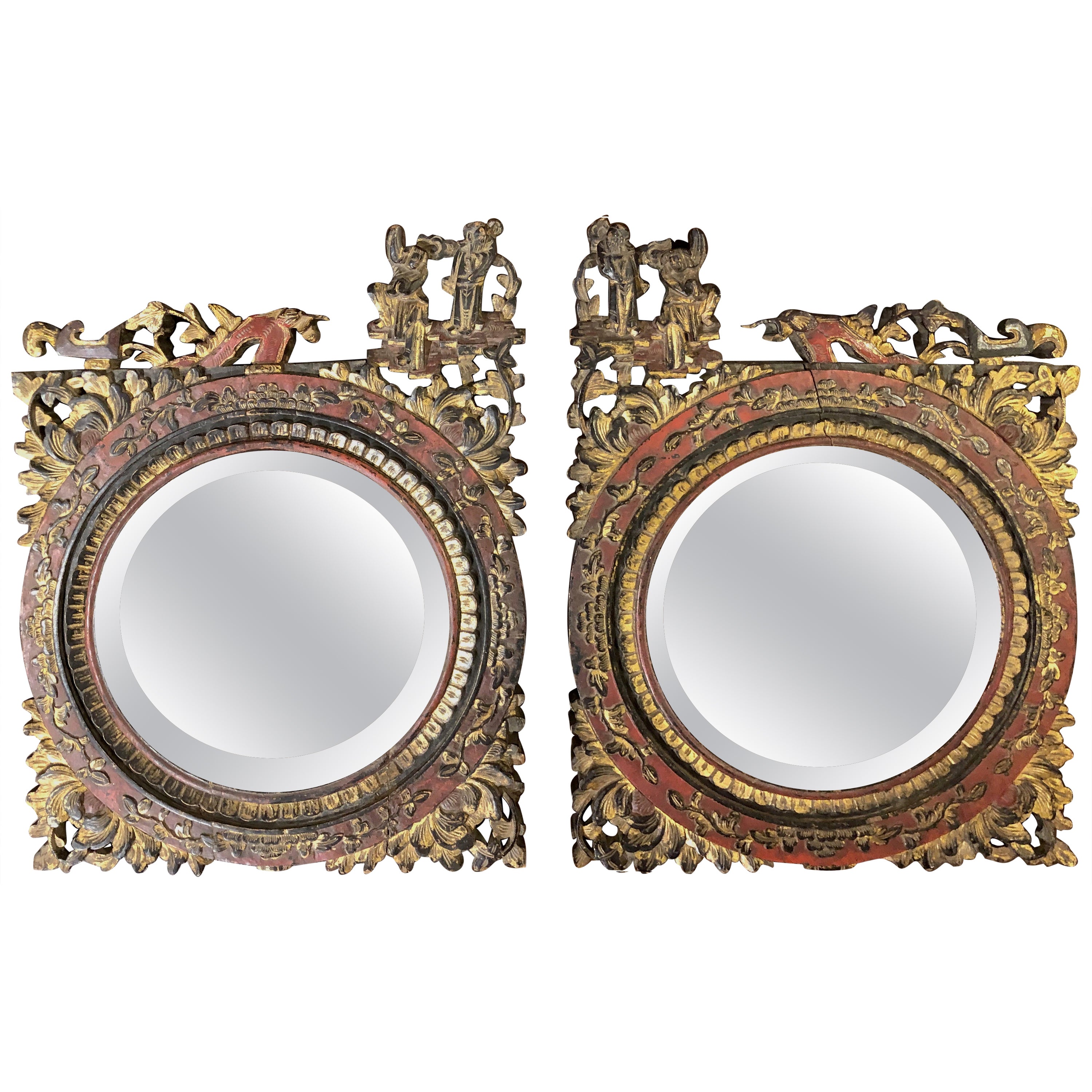 Set of Four Gilded Chinese Mirrors For Sale at 1stDibs