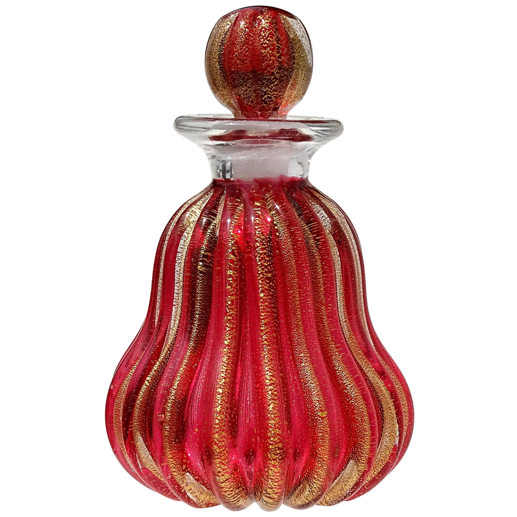 Seguso Murano 1954 Sky Blue Merletto Ribbons Italian Art Glass Perfume